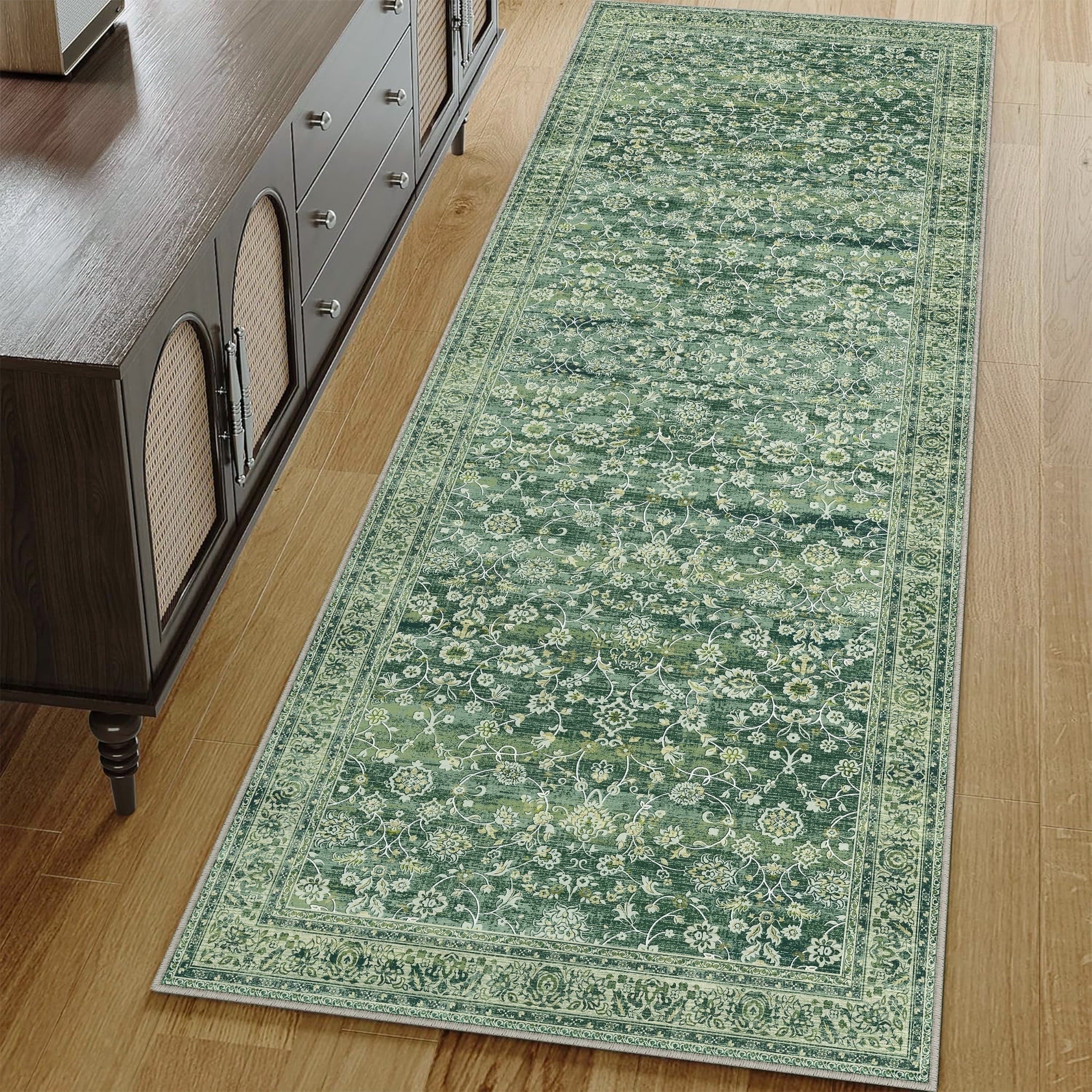 BERTHMEER 8'x10' Area Rugs for Living Room Bedroom Vintage Brown Carpets Kitchen Office Machine Washable Farmhouse Dining Room Oriental Rugs Non Slip Traditional Distressed Rugs