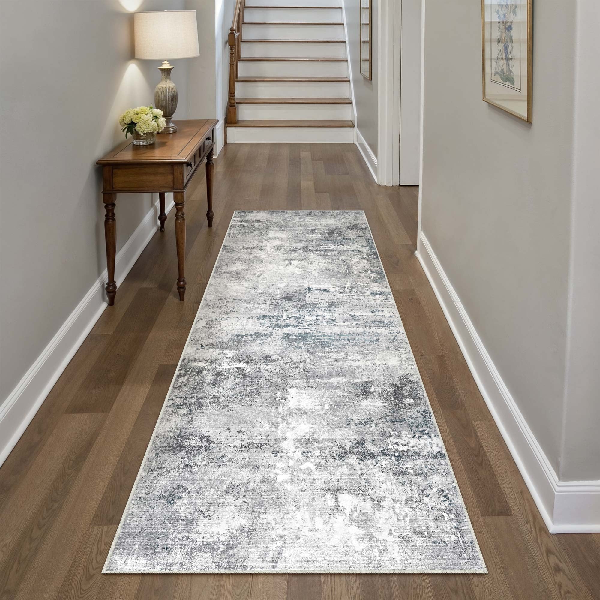 Berthmeer 6' x 9'Gray Abstract Area Rugs, Abstract Gray