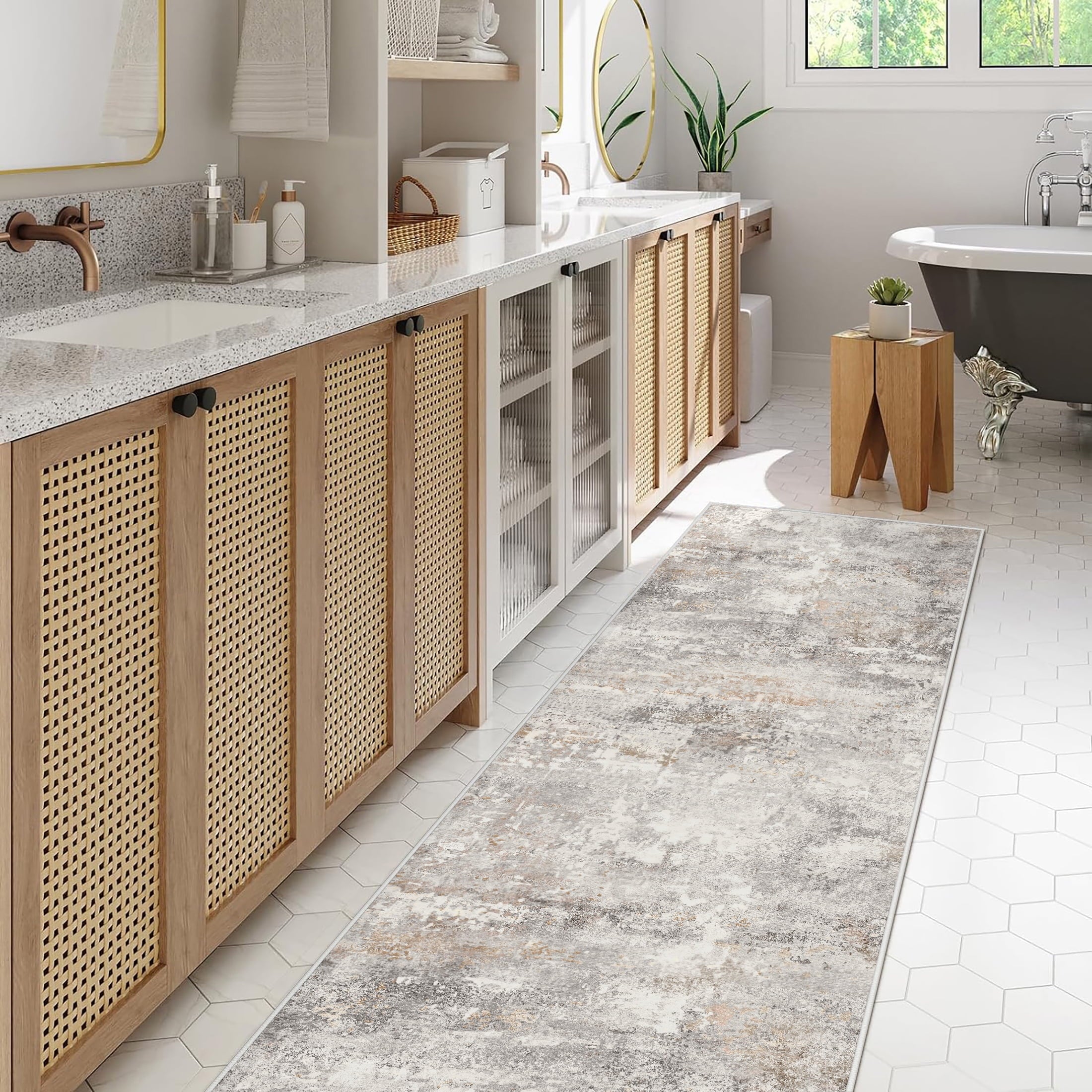 Berthmeer 6' x 9'Gray Abstract Area Rugs, Abstract Gray