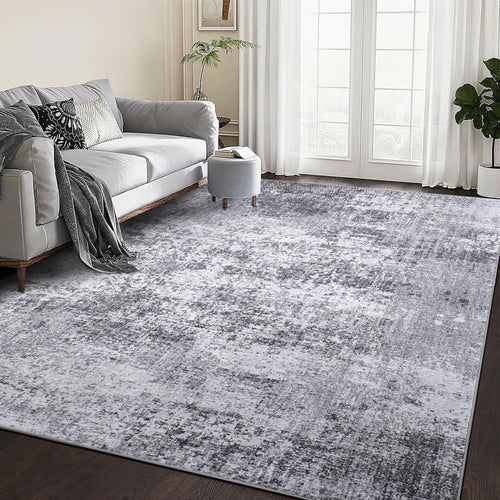 Berthmeer 6' x 9'Gray Abstract Area Rugs, Abstract Gray