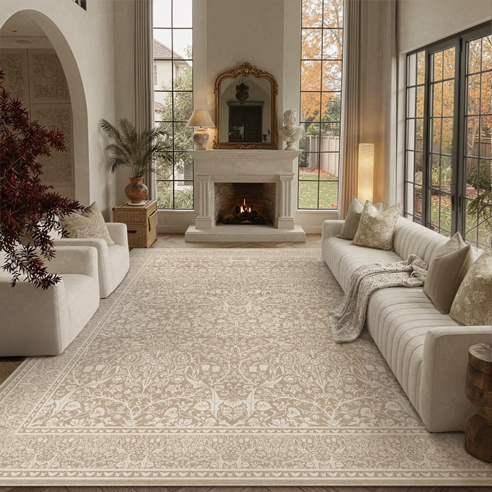 BERTHMEER 5'x7' Area Rugs for Living Room Bedroom Office Dining Room Farmhouse Large Rugs Vintage Oriental Traditional Distressed Non Slip Washable Rugs Carpets,Deep Green