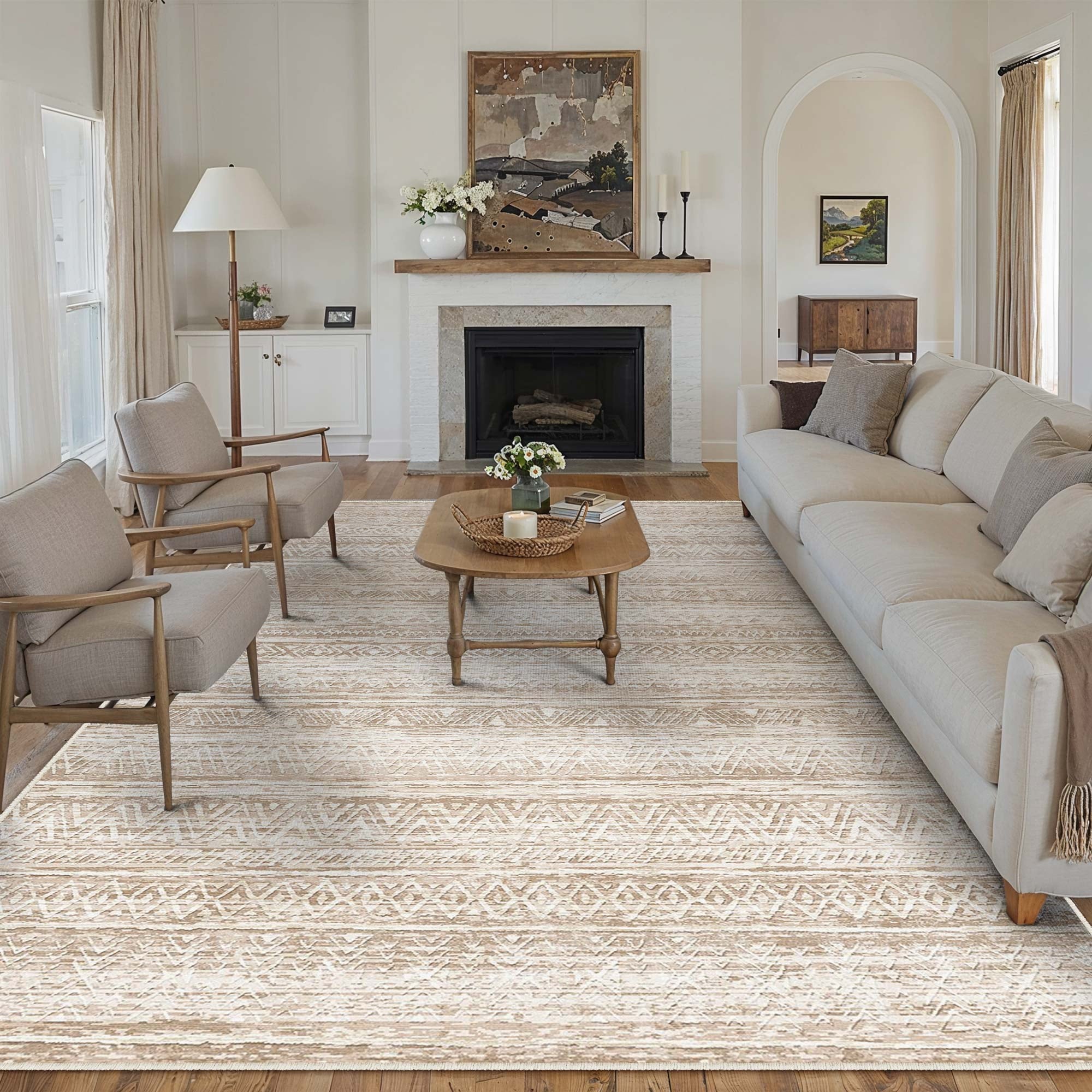 BERTHMEER 8'x10' Washable Large Area Rugs indoor Vintage Oriental Distressed Rugs Carpets for Living Room Bedroom Dining Room Office Throw Rugs Non-slip, Gray