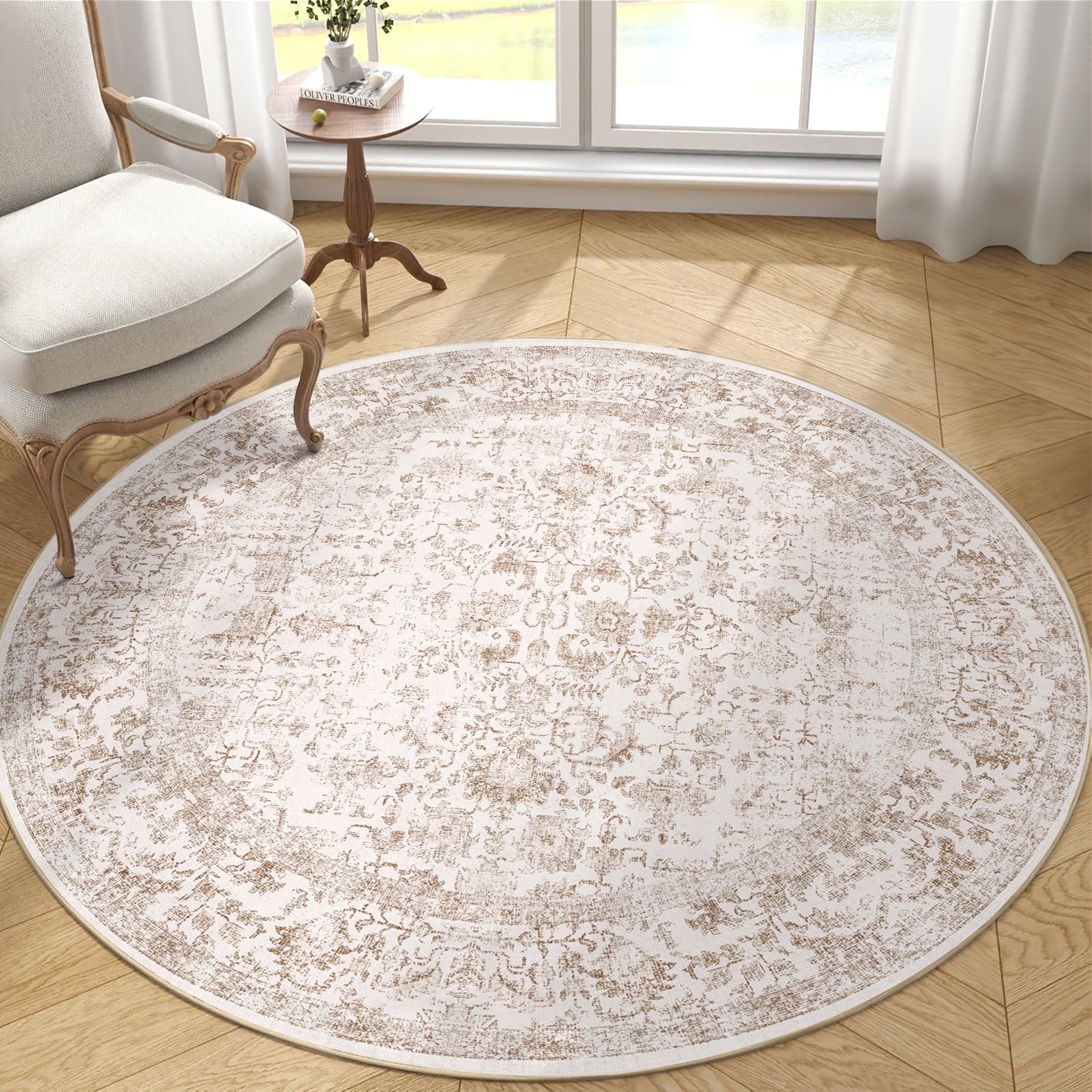 BERTHMEER 8'x10' Washable Large Area Rugs indoor Vintage Oriental Distressed Rugs Carpets for Living Room Bedroom Dining Room Office Throw Rugs Non-slip, Gray