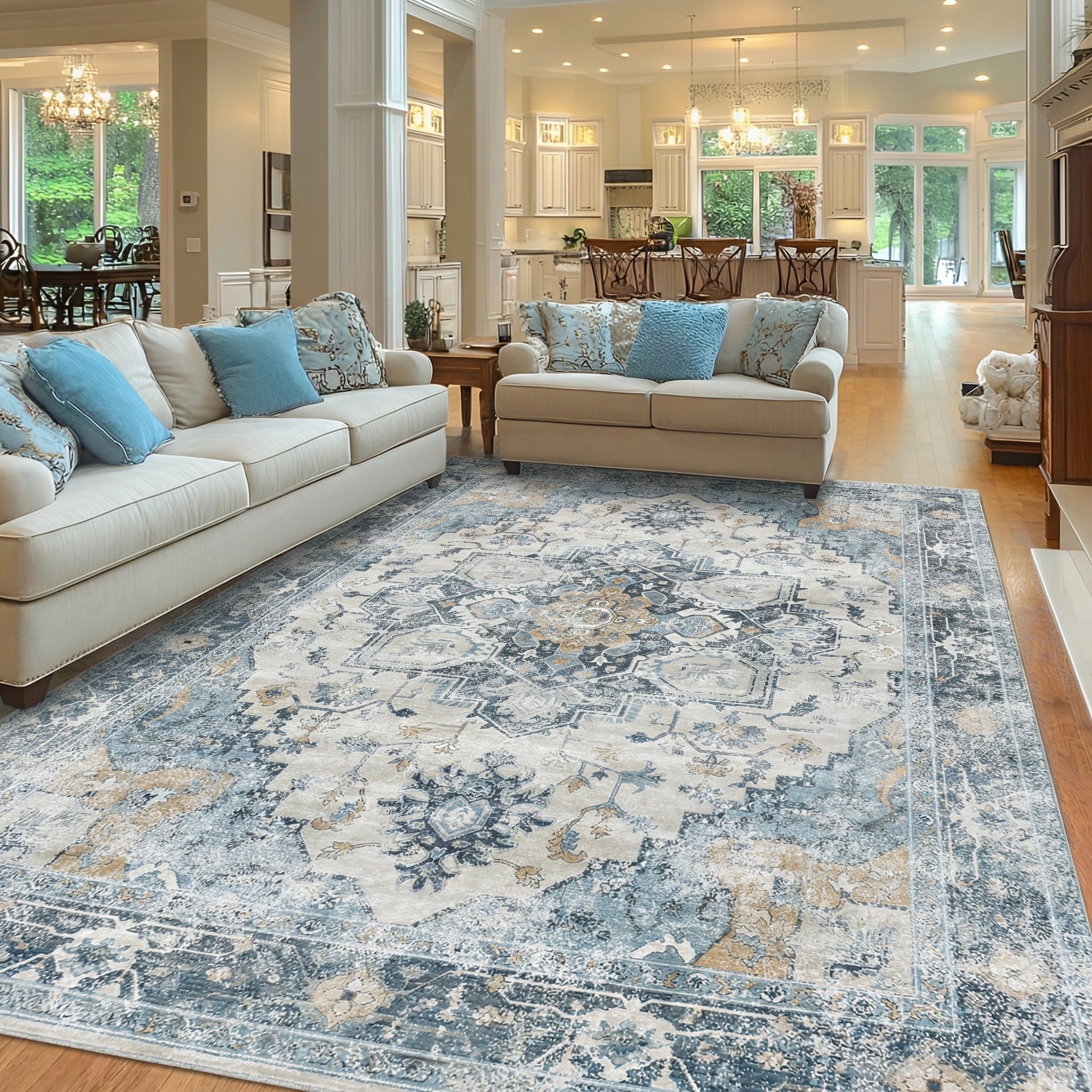 Pentantan Rainbow Line-Inspired Area Rug, 5'x7' Colorful Machine Washable Carpet, Perfect for Living Room, Sofa, Bedroom Decor