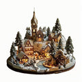 Christmas Village Tabletop Decor Set, Miniature Snowy City Scene Desktop Office Home Decoration for Christmas Holiday Festive Decor