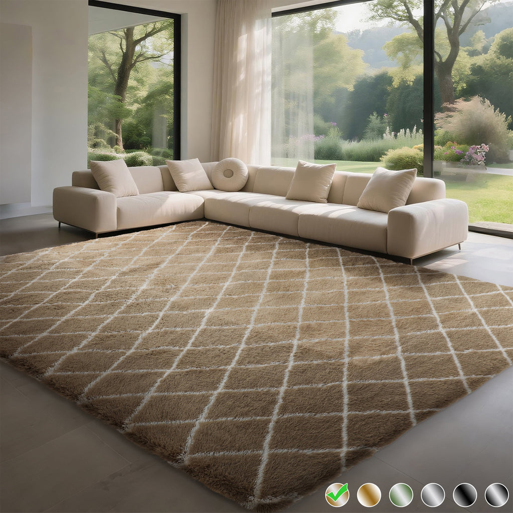 CozyDesg Shag Area Rugs,5'x7' Soft Fluffy Shaggy Carpet for Living Room,Large Rug for Bedroom Dining Room Home Decor Room Decor,Dark Gray & Black