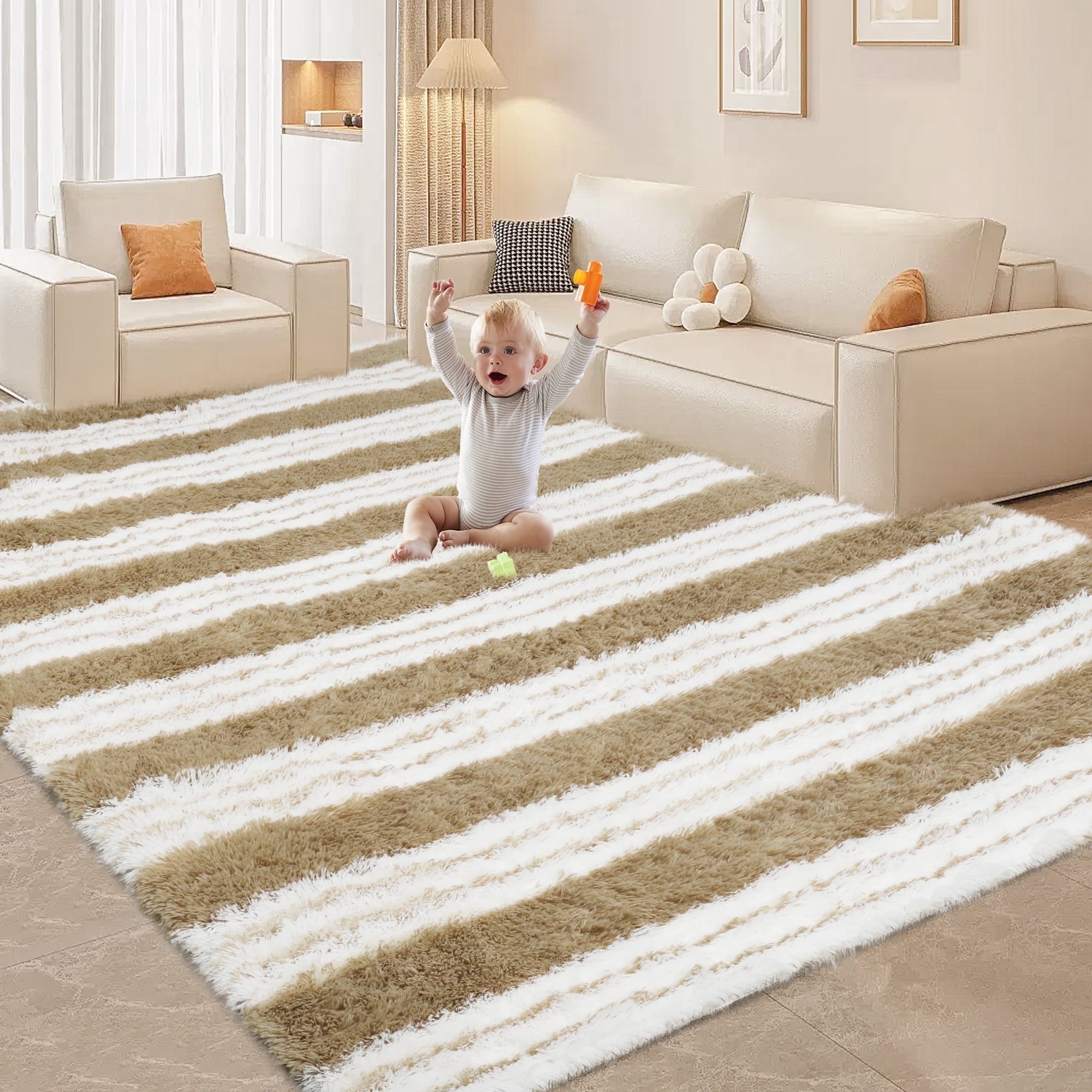 CozyDesg Soft Area Rugs for Living Room Bedroom,Large Rug Fluffy Fuzzy Shag Shaggy Soft Plush Carpet,Indoor Floor Carpet for Dining Room Home Decor,Black & White