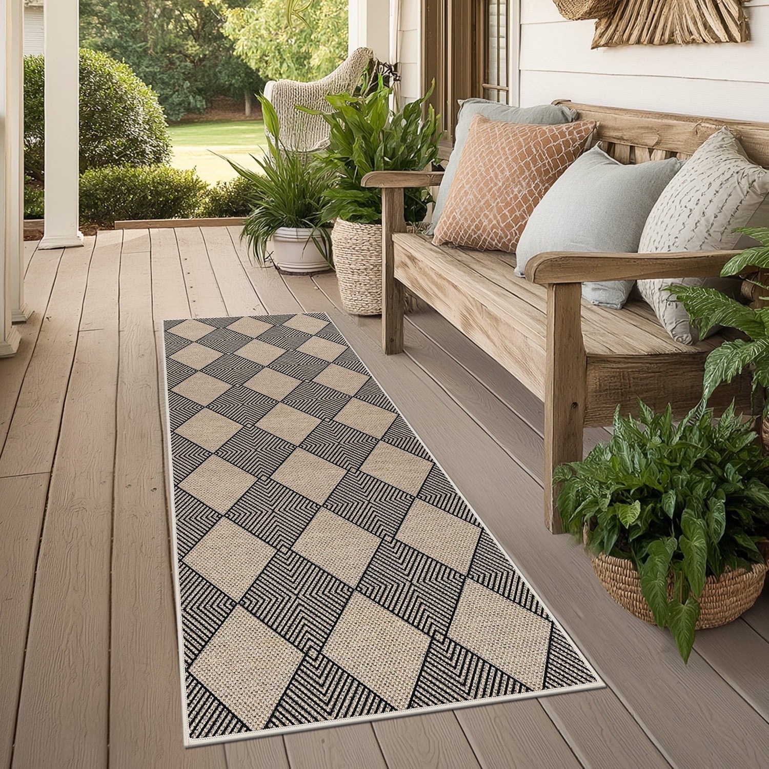 Findosom 2'x6' Jute Washable Runner Rug Non Slip Natural Woven Texture Floor Carpet Farmhouse Rug for Living Room,Bedroom,Kitchen,Entryway,Outdoor,Patio Rug,Stain Resistant Rustic Rugs,Natural