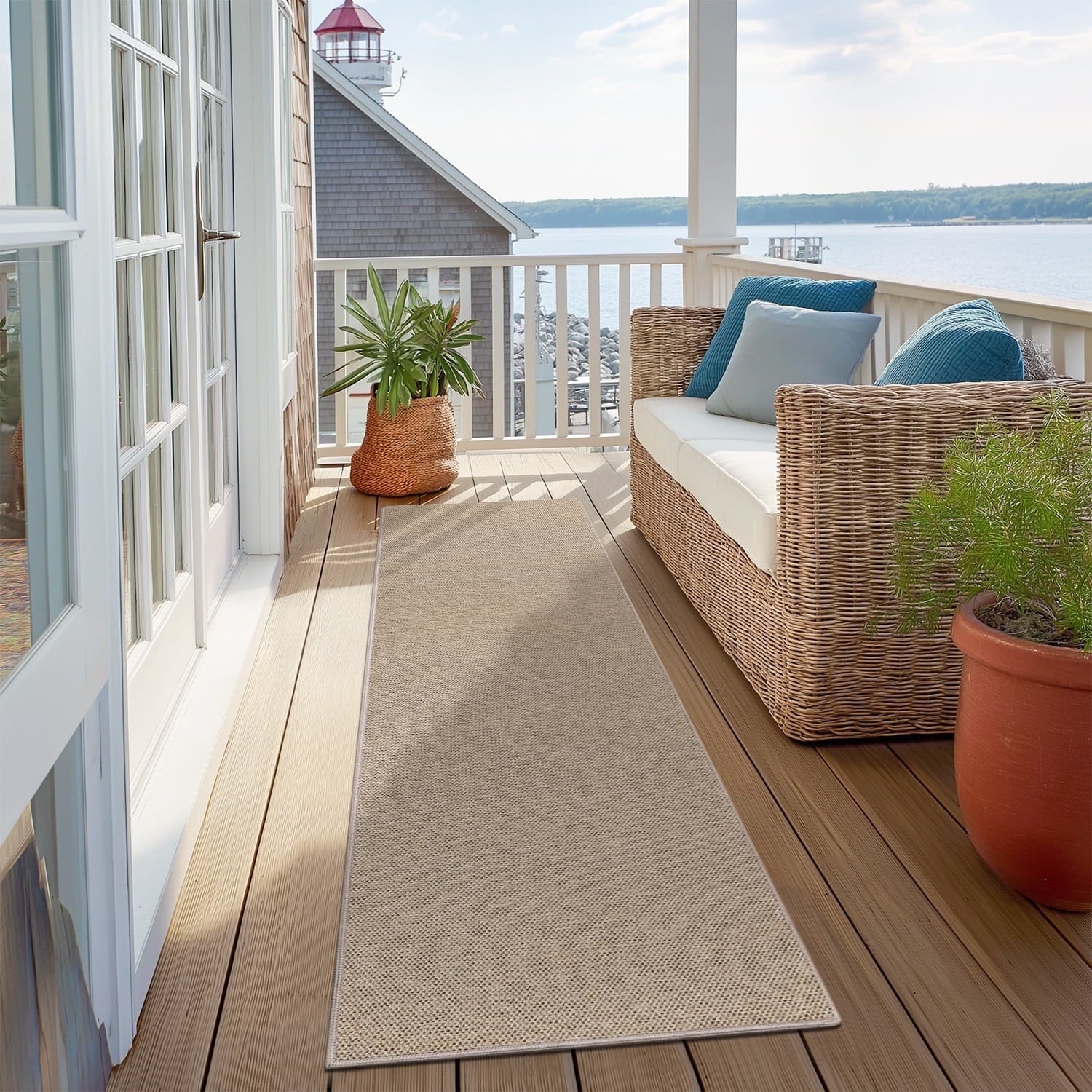 Findosom 2'x6' Jute Washable Runner Rug Non Slip Natural Woven Texture Floor Carpet Farmhouse Rug for Living Room,Bedroom,Kitchen,Entryway,Outdoor,Patio Rug,Stain Resistant Rustic Rugs,Natural