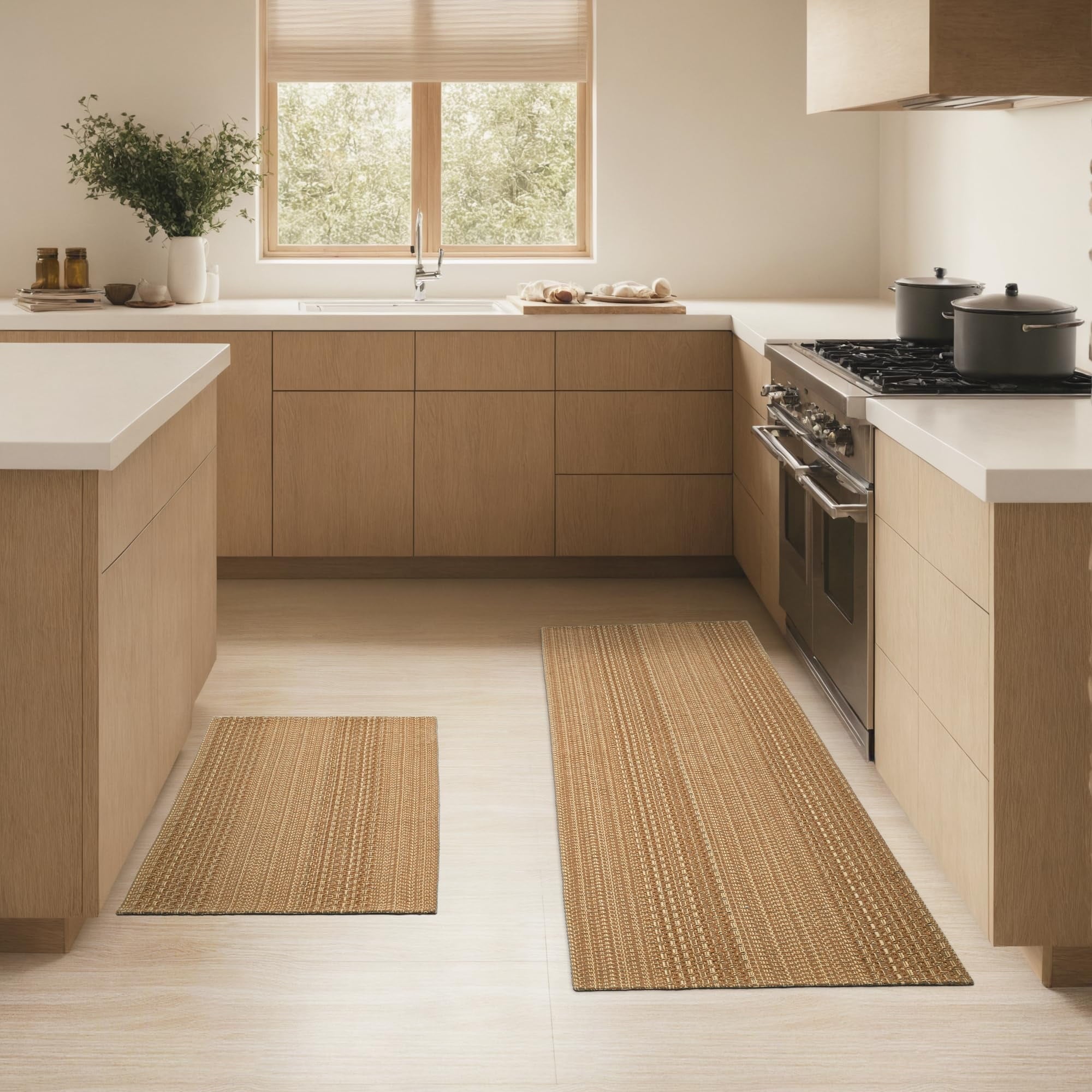 3x5 ft Area Rug - Machine Washable Non-Slip Boho Rug for Living Room, Braided Rug for Bedroom, Dining Room, Home Office - Soft, Lightweight, Stain-Resistant, Soundproof - Light Taupe Brown