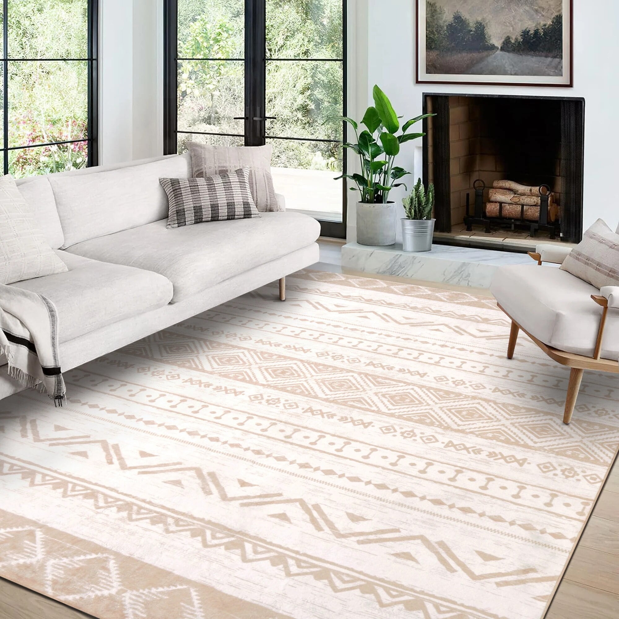 Berthmeer 6' x 9'Gray Abstract Area Rugs, Abstract Gray