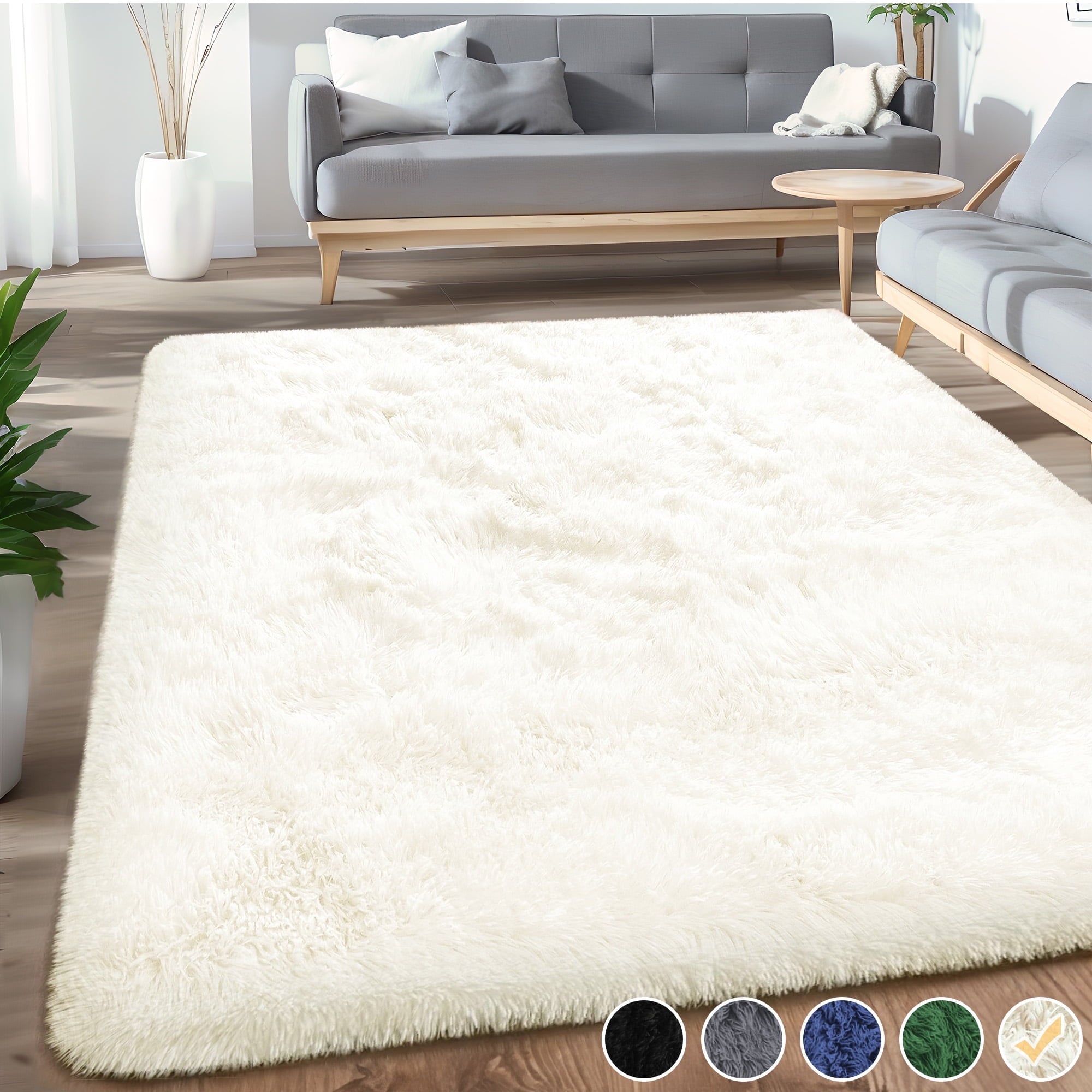 Nefoso Shag Area Rug, 5ft x 7ft Soft Fluffy Area Rugs for Living Room Bedroom Decor Carpet, Dark Gray