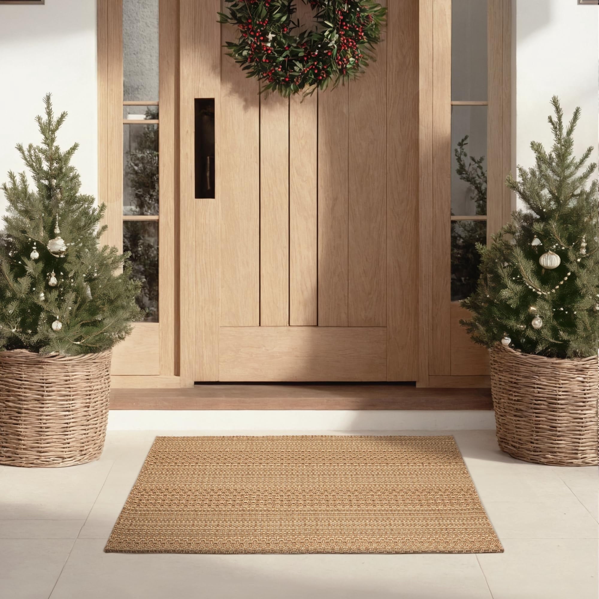 3x5 ft Area Rug - Machine Washable Non-Slip Boho Rug for Living Room, Braided Rug for Bedroom, Dining Room, Home Office - Soft, Lightweight, Stain-Resistant, Soundproof - Light Taupe Brown