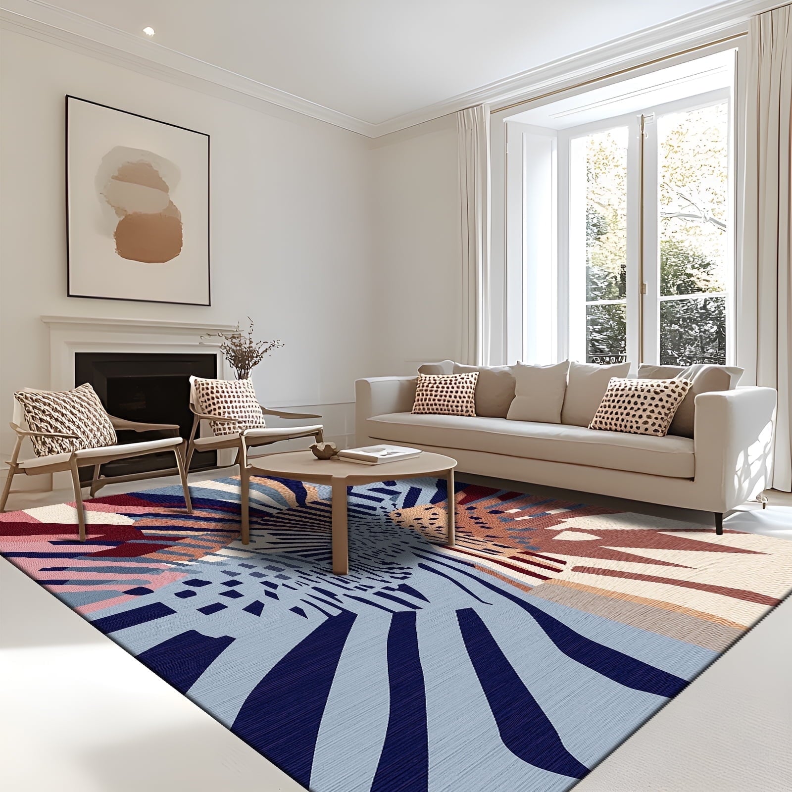 Pentantan Rainbow Line-Inspired Area Rug, 5'x7' Colorful Machine Washable Carpet, Perfect for Living Room, Sofa, Bedroom Decor