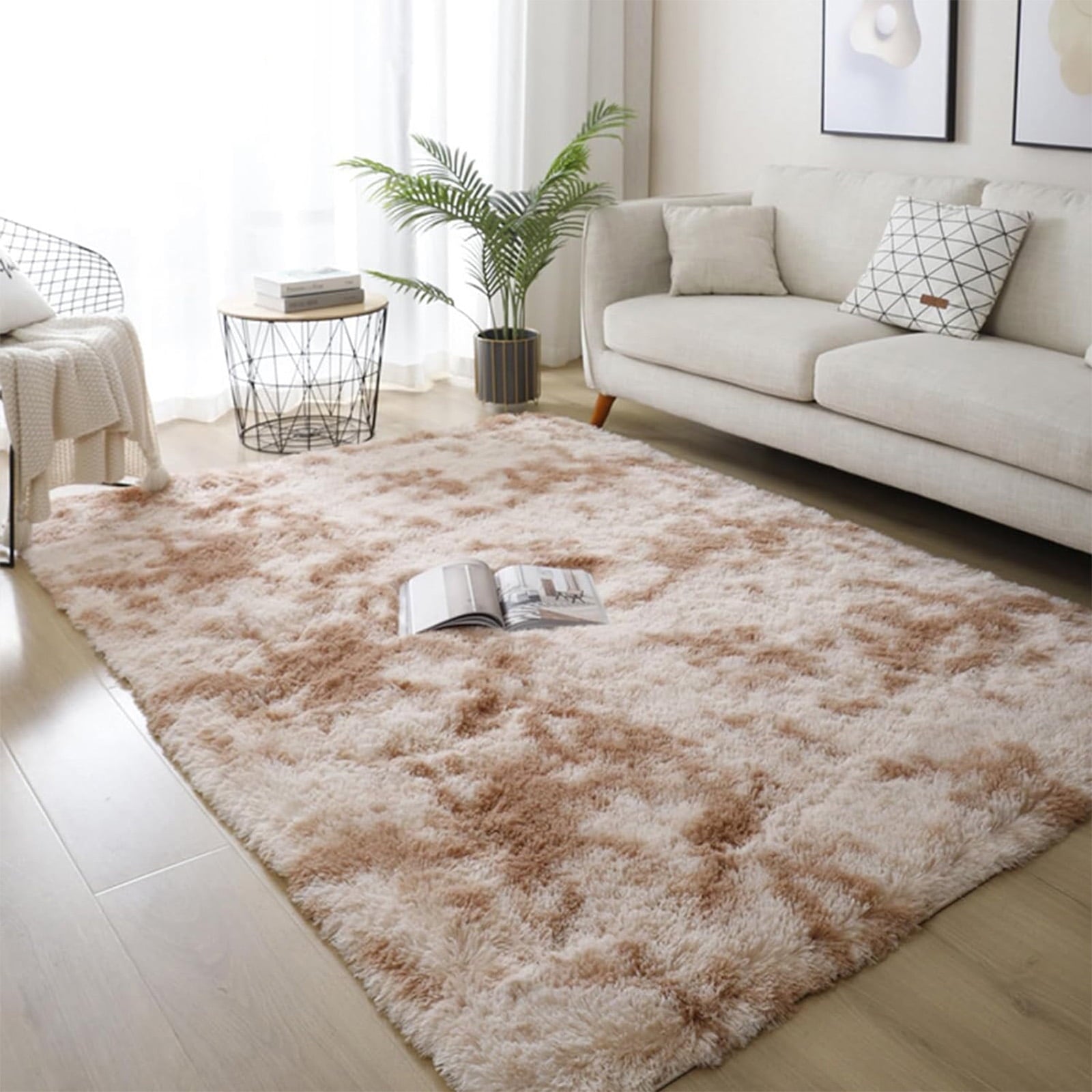 SUSUZI 5 x 7 ft Shaggy Area Rugs for Bedroom Living Room Modern Large Fluffy Floor Rugs Soft Carpet Rugs Home Décor, Grey
