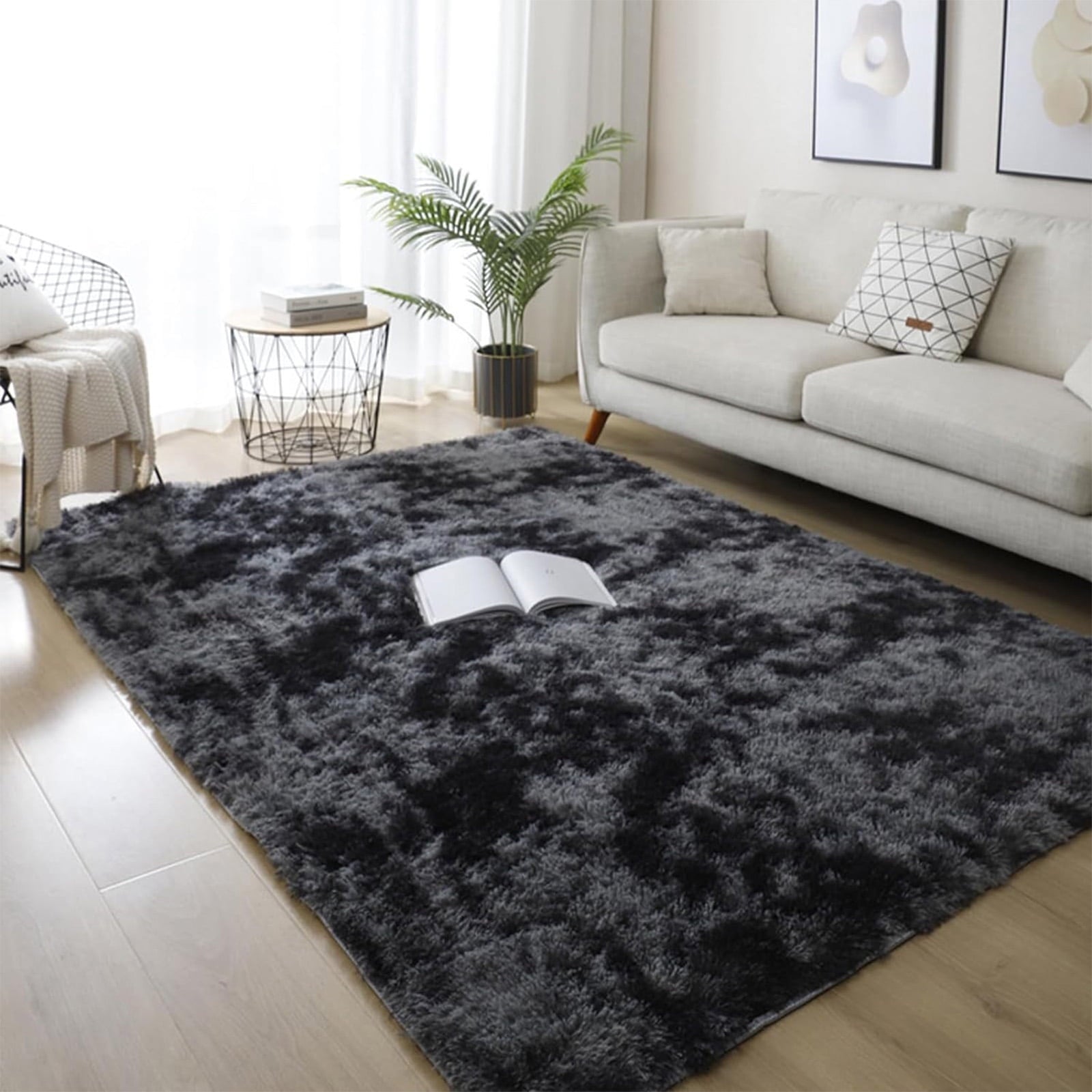 SUSUZI 5 x 7 ft Shaggy Area Rugs for Bedroom Living Room Modern Large Fluffy Floor Rugs Soft Carpet Rugs Home Décor, Grey