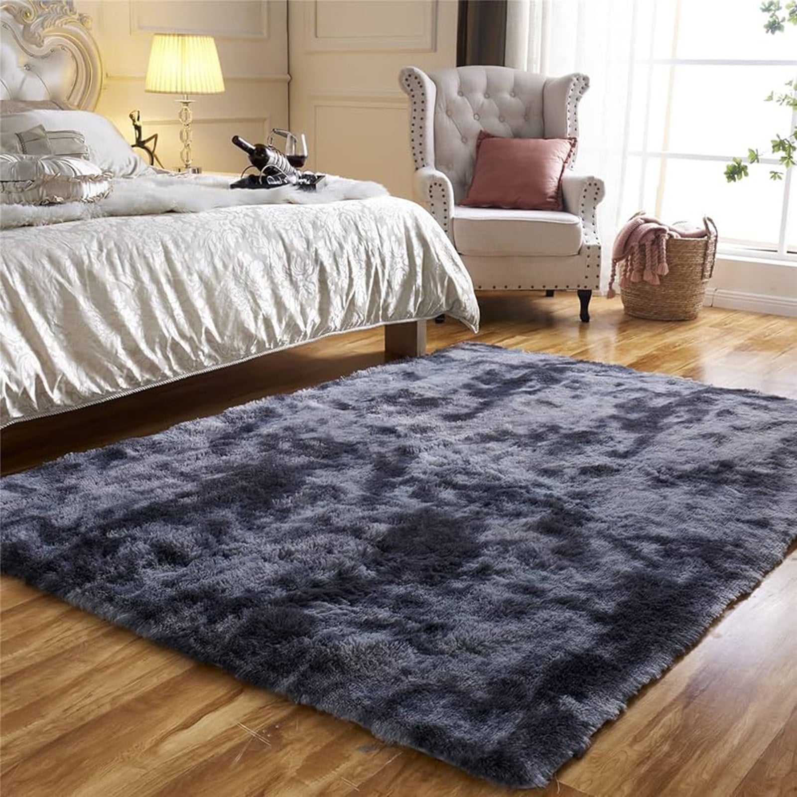 SUSUZI 5 x 7 ft Shaggy Area Rugs for Bedroom Living Room Modern Large Fluffy Floor Rugs Soft Carpet Rugs Home Décor, Grey
