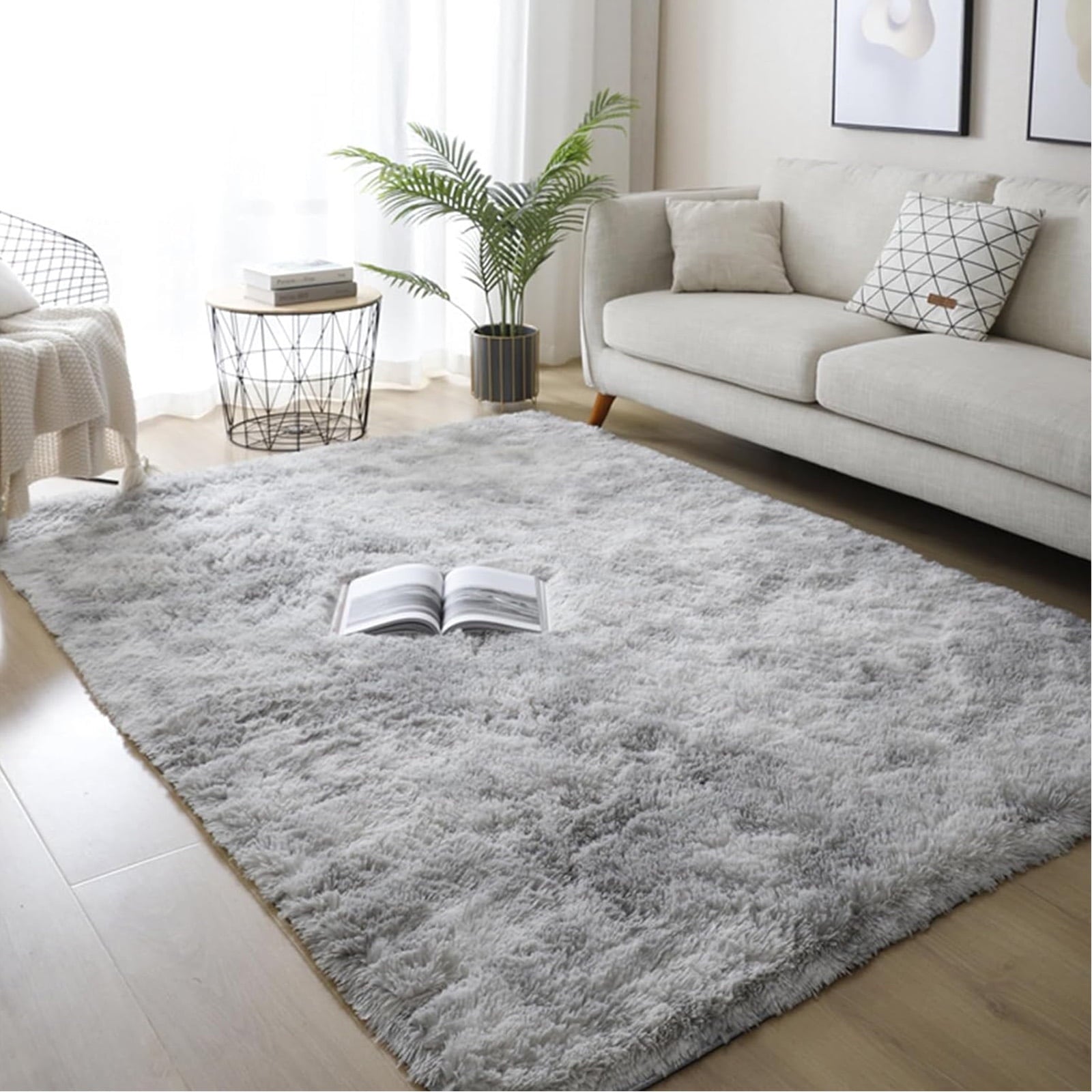SUSUZI 5 x 7 ft Shaggy Area Rugs for Bedroom Living Room Modern Large Fluffy Floor Rugs Soft Carpet Rugs Home Décor, Grey