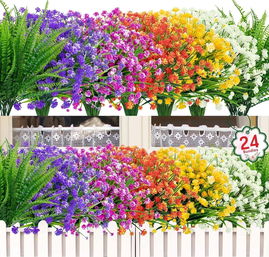 Scidweet 24 Bundles Artificial Fall Flowers, Autumn Fake Flowers Fall Decorations for Home Outdoor Garden Harvest Autumn Home Decor