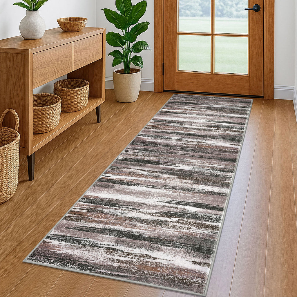Suelur Runner Rug for Hallways Washable Kitchen Runner Non-Slip Soft 2x8 Runner Rug Thin Print Faux Wool Carpet Runner for Entryway Bedroom Laundry Room Indoor Home, Grey Blue White