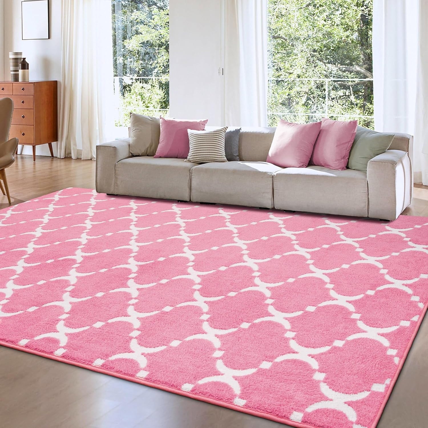 TWINNIS 5'x8' Geometric Area Rug for Living Room Fluffy Carpet ,Non Slip Rug for Girls Teen Bedside Nursery Dorm,Black/White