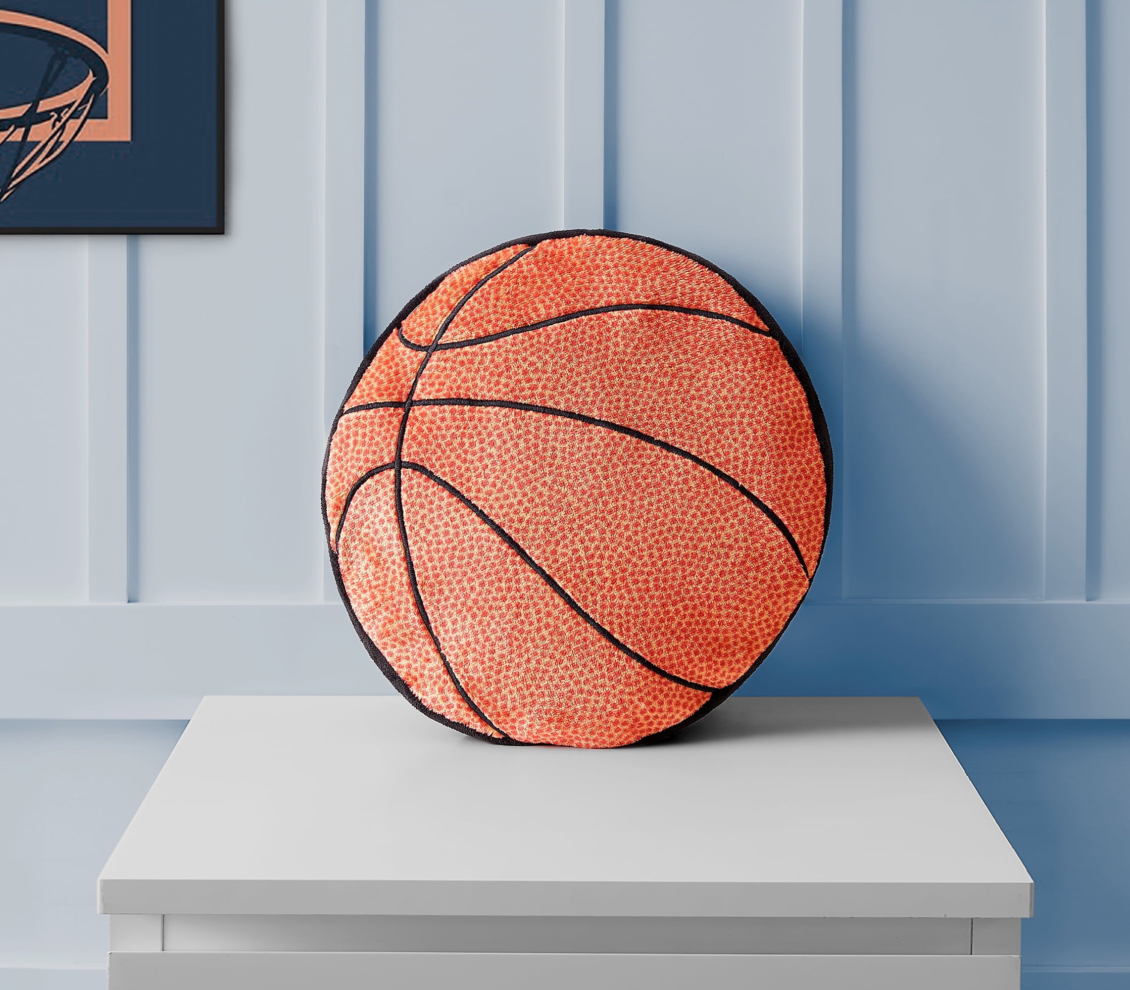 Your Zone Kids Basketball Decorative Pillow, 14” x 14”, Embroidered Plush Polyester, Unisex, Orange