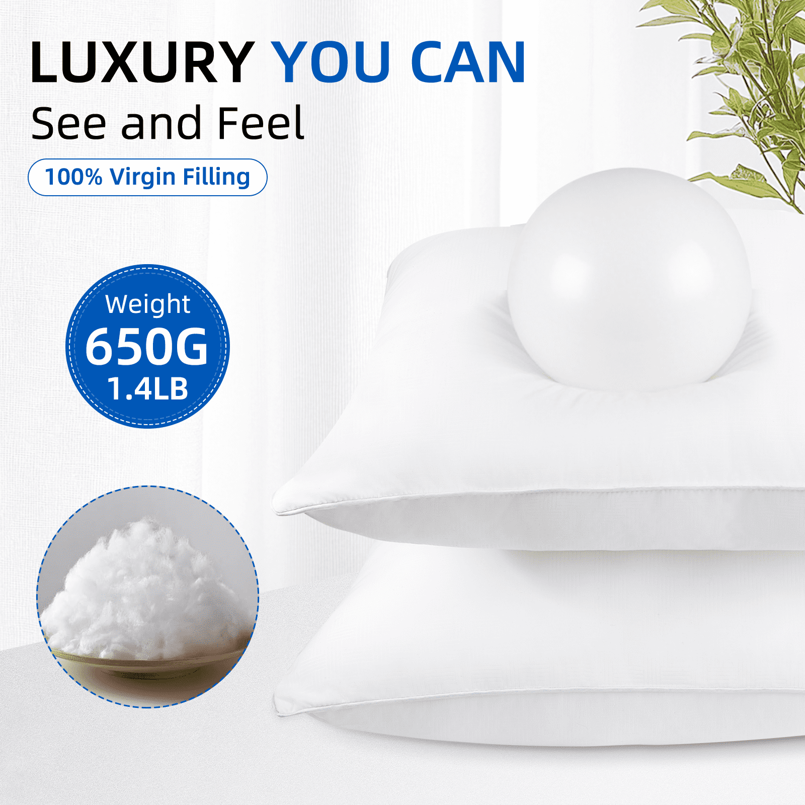 COOKEY 20 x 20 Throw Pillow Inserts(Set of 4),Indoor White Square Decorative Pillows for Couch & Bed