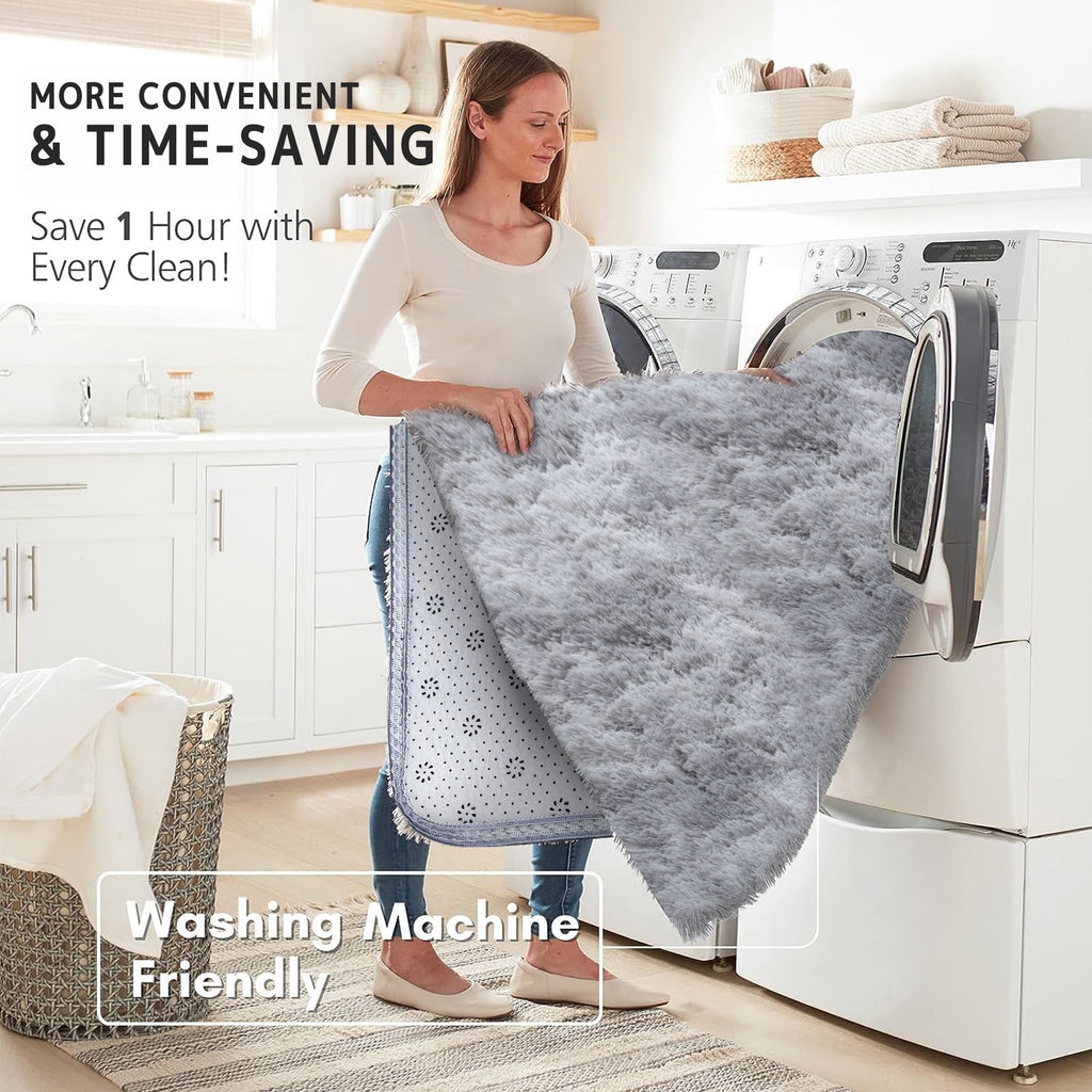 Area Rug for Living Room,Brochao 5ft x 8ft Ultra Shag Area Rug Fluffy Rug,Soft Fuzzy Non-Slip Carpet Mat for Home Decor,Grey