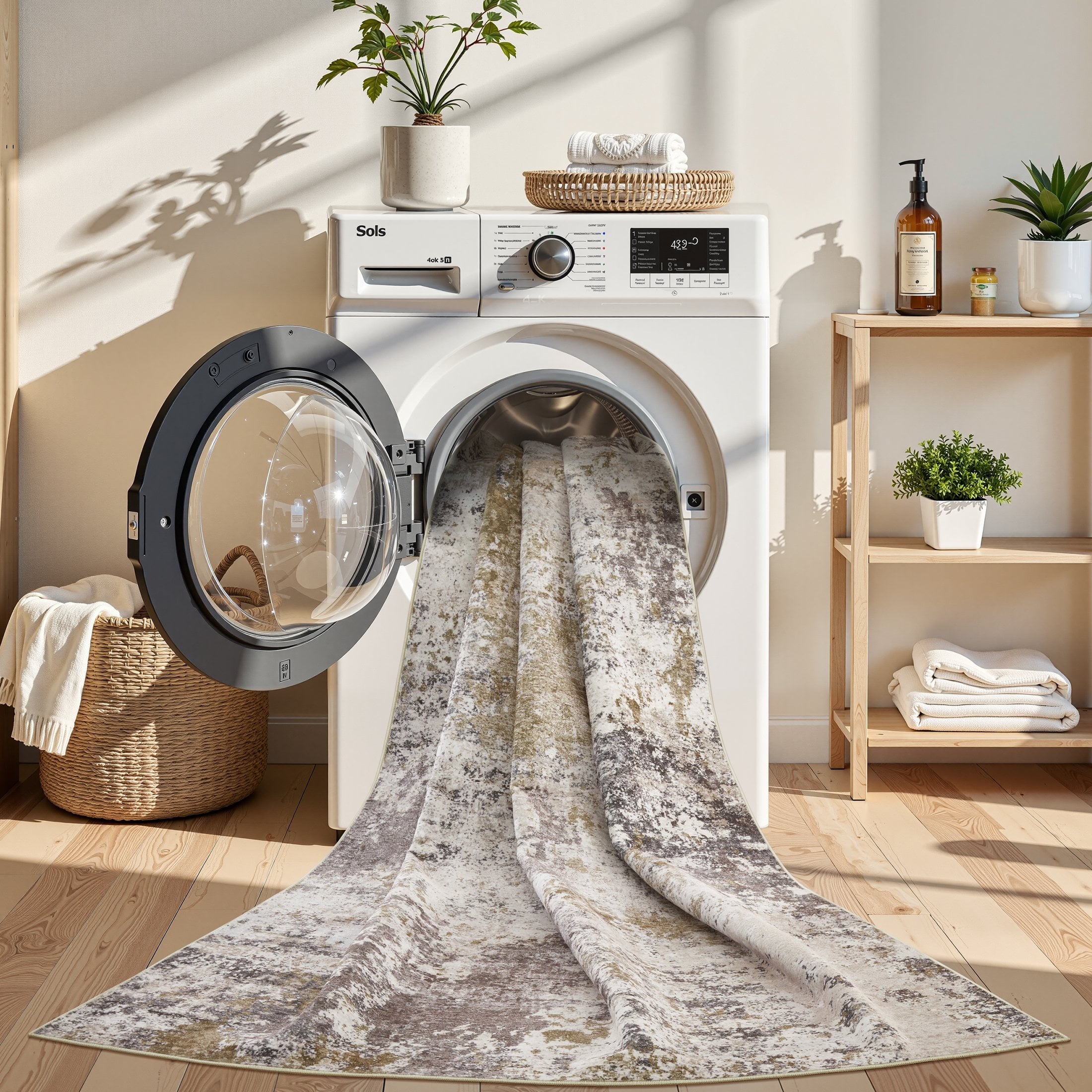 UERMEI 9'x12' Large Area Rugs for Living Room, Washable Non-slip Soft Indoor Modern Abstract Rug for Bedroom Dining Room Office Home Decor Carpet,Brown