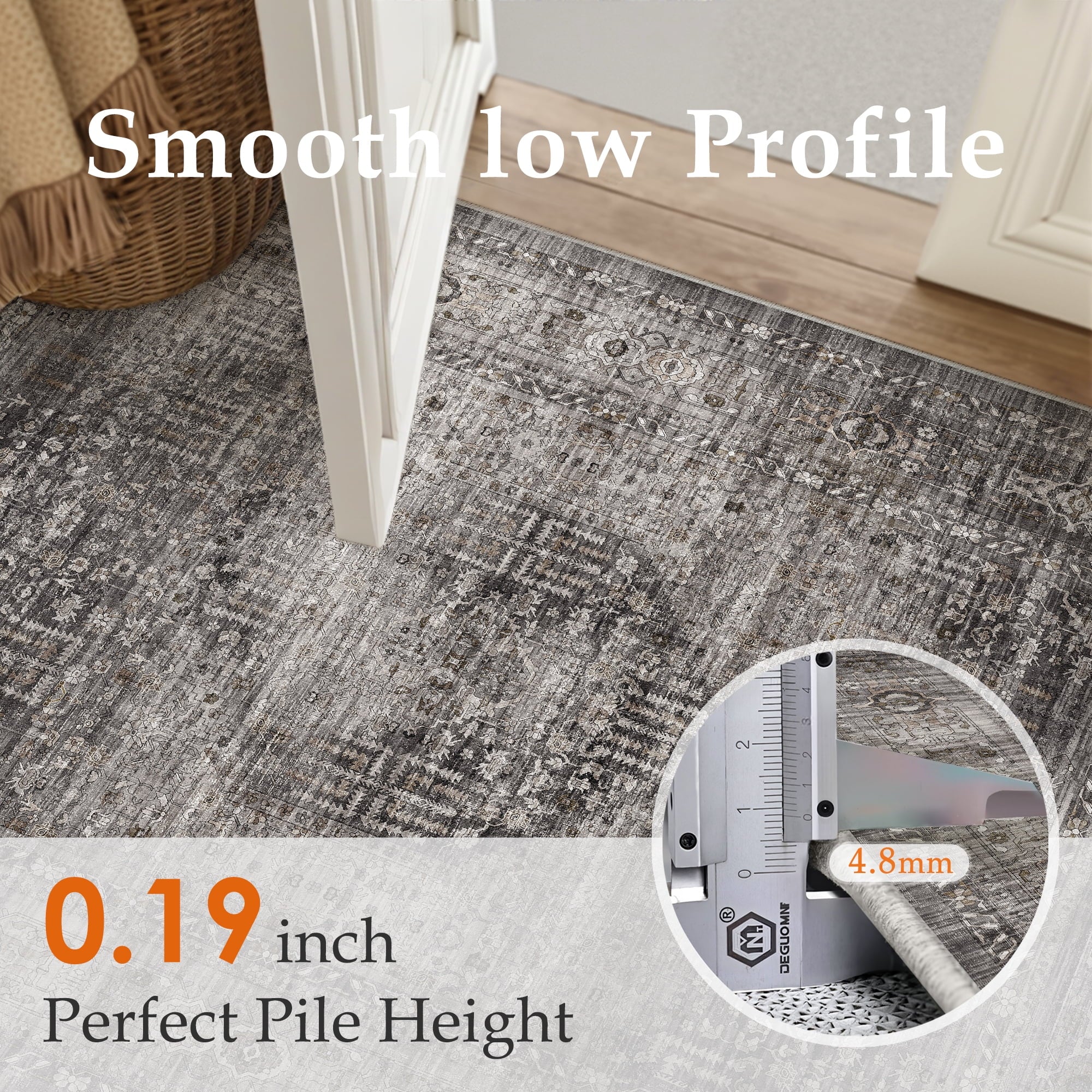 BERTHMEER 8'x10' Area Rugs for Living Room Bedroom Vintage Brown Carpets Kitchen Office Machine Washable Farmhouse Dining Room Oriental Rugs Non Slip Traditional Distressed Rugs