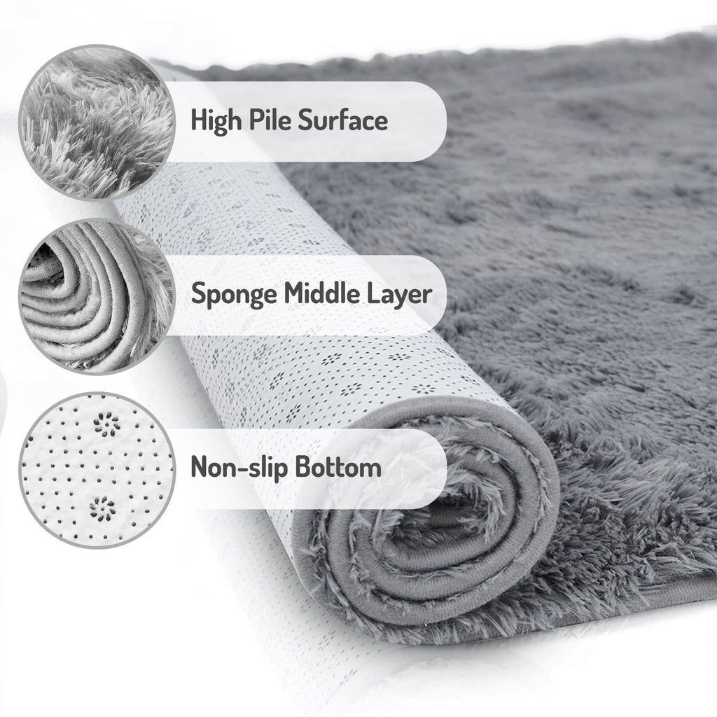 UNTIMATY 8ft x 10ft Area Rug, Soft Fluffy Area Rugs for Living Room Bedroom Kids Room Decor Carpet, Light Gray