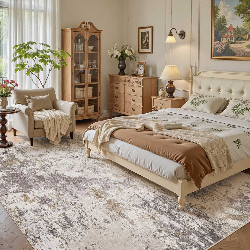 UERMEI 9'x12' Large Area Rugs for Living Room, Washable Non-slip Soft Indoor Modern Abstract Rug for Bedroom Dining Room Office Home Decor Carpet,Brown