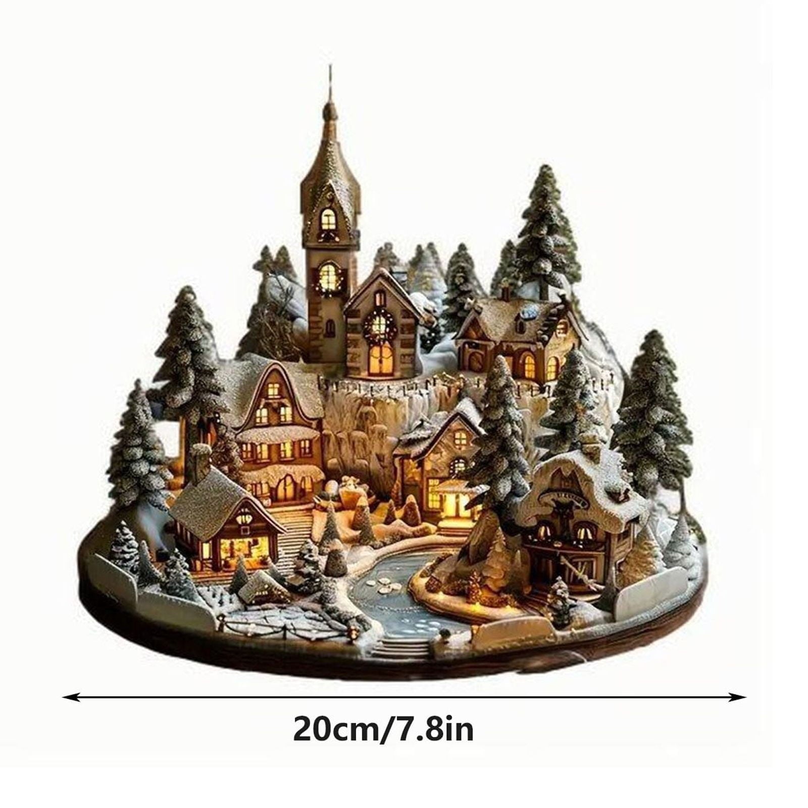 Christmas Village Tabletop Decor Set, Miniature Snowy City Scene Desktop Office Home Decoration for Christmas Holiday Festive Decor