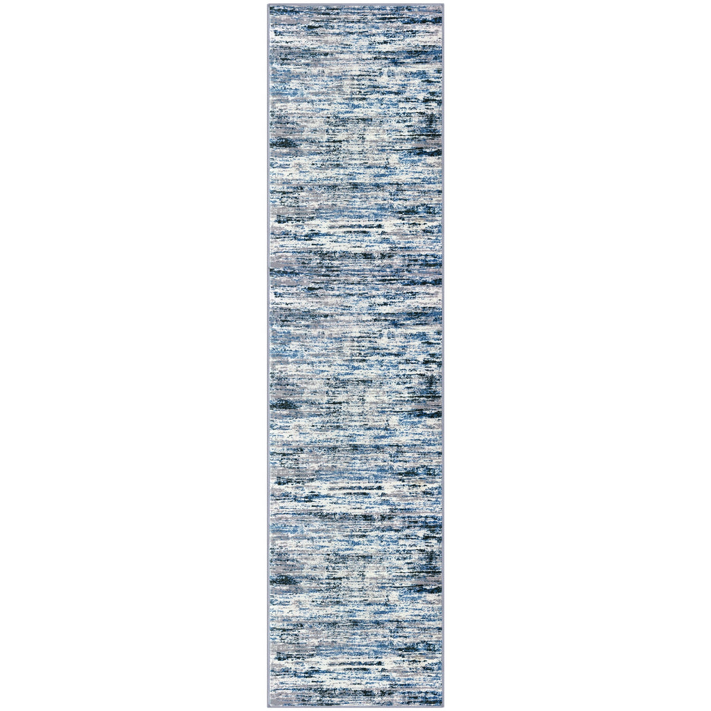 Suelur Runner Rug for Hallways Washable Kitchen Runner Non-Slip Soft 2x8 Runner Rug Thin Print Faux Wool Carpet Runner for Entryway Bedroom Laundry Room Indoor Home, Grey Blue White