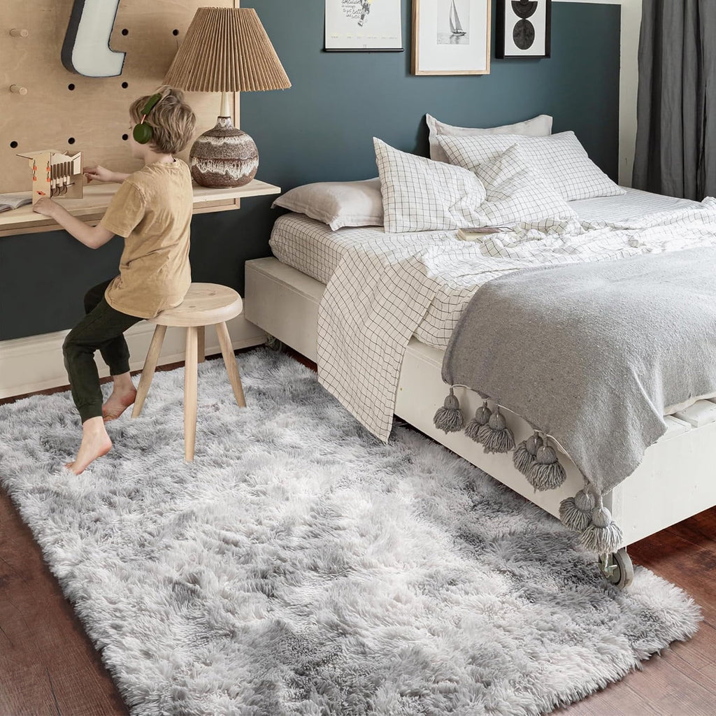 SUSUZI 5 x 7 ft Shaggy Area Rugs for Bedroom Living Room Modern Large Fluffy Floor Rugs Soft Carpet Rugs Home Décor, Grey