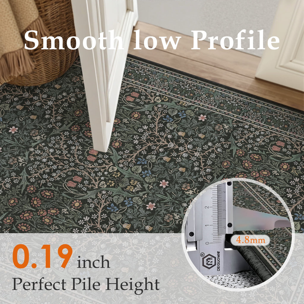 BERTHMEER 8'x10' Area Rugs for Living Room Bedroom Dining Room Kitchen Rugs Non Slip Washable Farmhouse Office Oriental Vintage Distressed Rugs Carpets,Deep Green