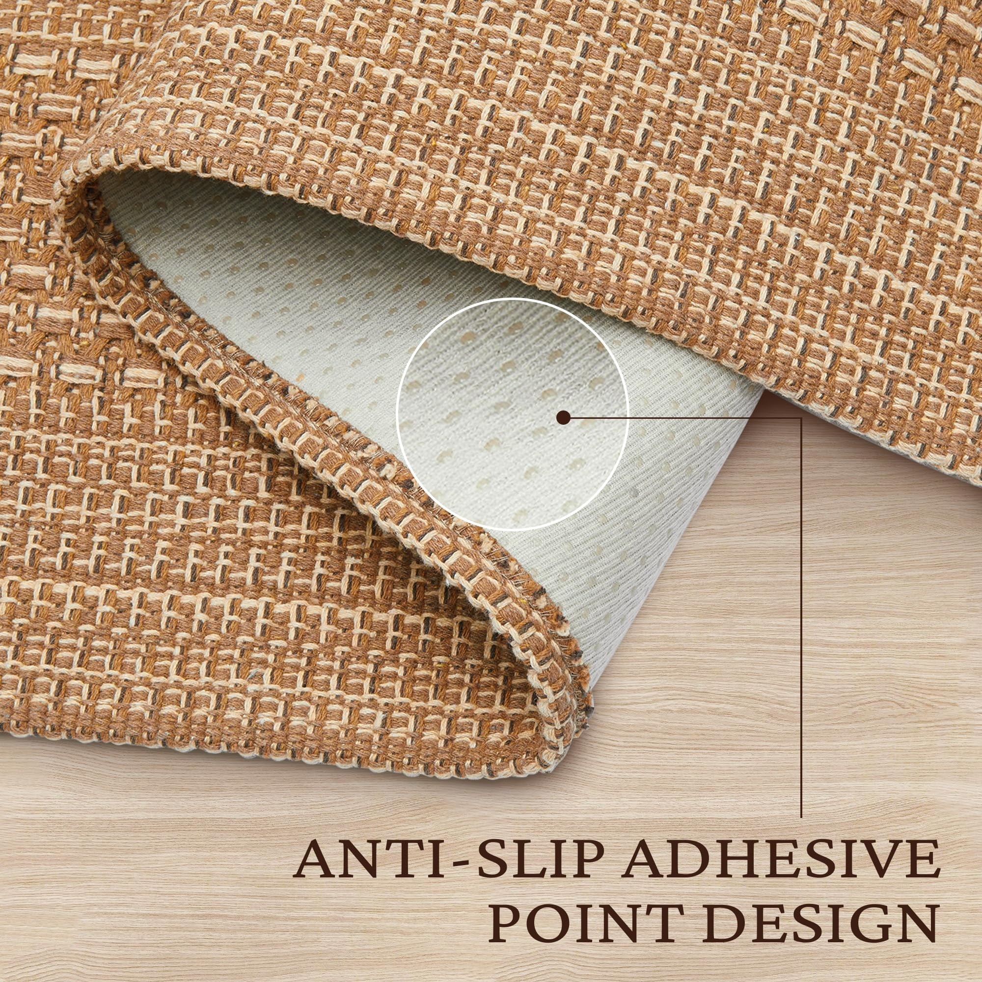 3x5 ft Area Rug - Machine Washable Non-Slip Boho Rug for Living Room, Braided Rug for Bedroom, Dining Room, Home Office - Soft, Lightweight, Stain-Resistant, Soundproof - Light Taupe Brown