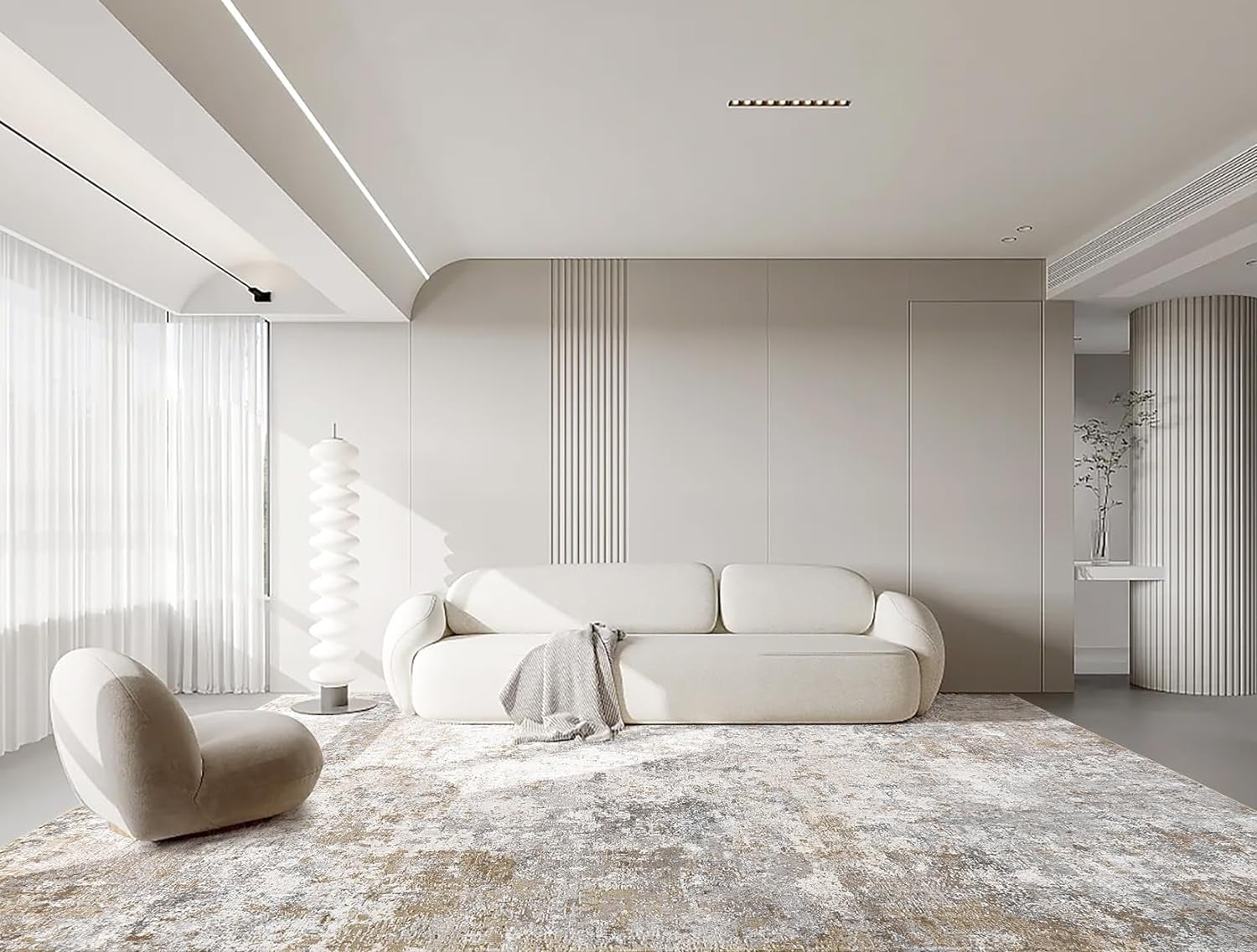 Toyoso 9x12 Area Rug Living Room Rugs - Washable Neutral Modern Abstract Soft Thin Large Rug Indoor Floor No Slip Rug Carpet for Bedroom Under Dining Table Home Office Decor - Brown Grey