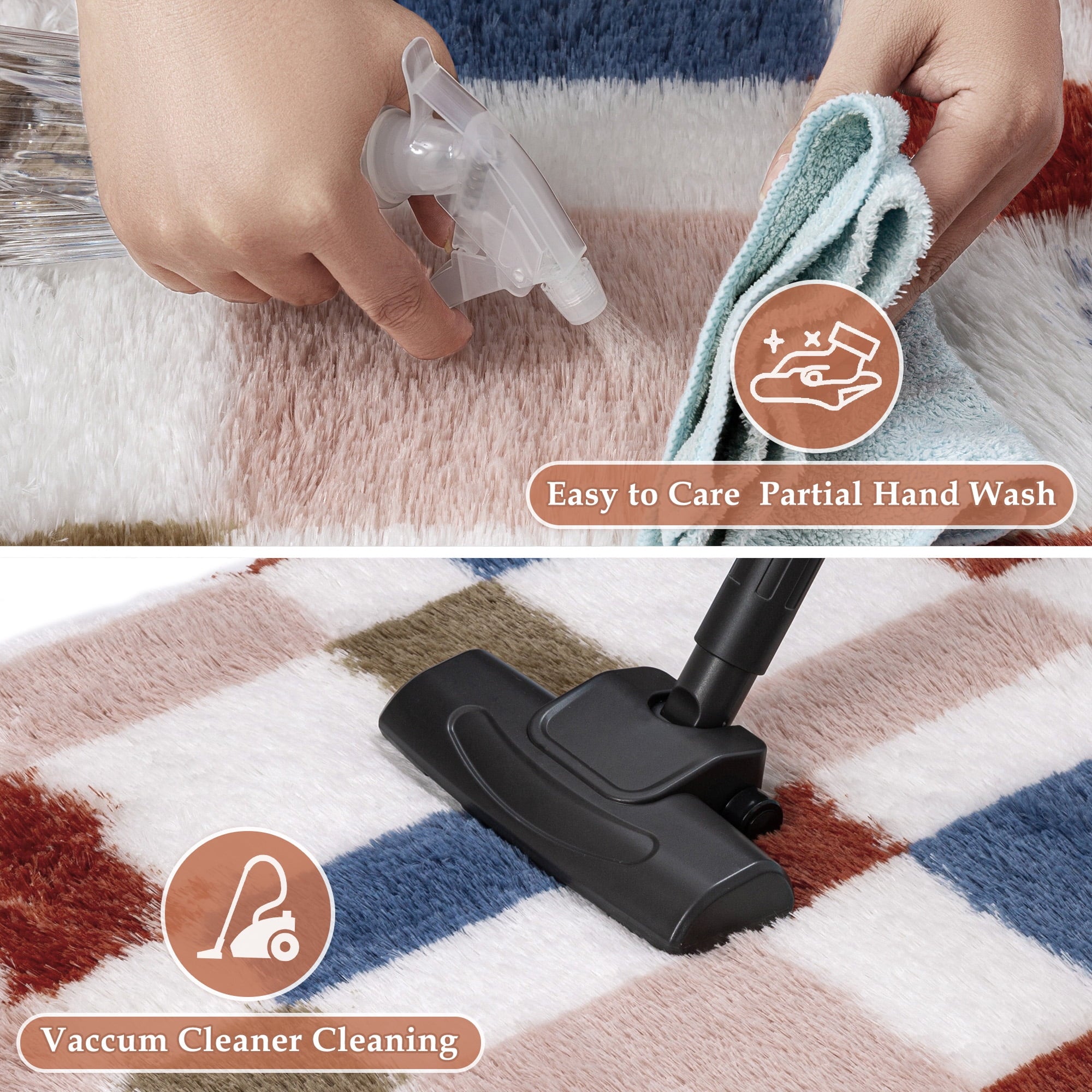 BERTHMEER 8'x10' Checkered Rug for Living Room, Modern Colorful Checkerboard Shag Rug Non-Slip Large Area Rug Soft Indoor Fluffy Rugs for Bedroom Carpet Home Dorm Aesthetic Decor