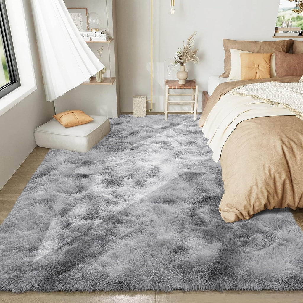 Area Rug for Living Room,Brochao 5ft x 8ft Ultra Shag Area Rug Fluffy Rug,Soft Fuzzy Non-Slip Carpet Mat for Home Decor,Grey