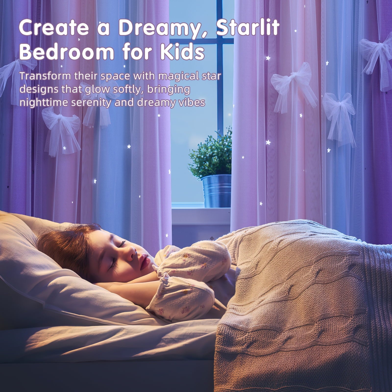 CshidWorld Blackout Curtains for Girls Kids Bedroom, Colorful Double Layer Star Cut Out Curtains for Girls Room Nursery Home Decor, 52''x 84'', 2 Panels