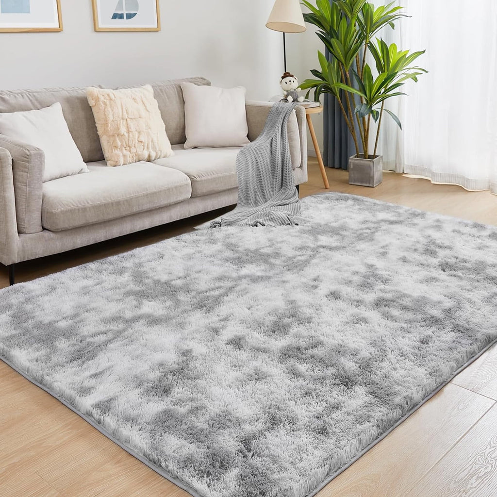 SUSUZI 5 x 7 ft Shaggy Area Rugs for Bedroom Living Room Modern Large Fluffy Floor Rugs Soft Carpet Rugs Home Décor, Grey