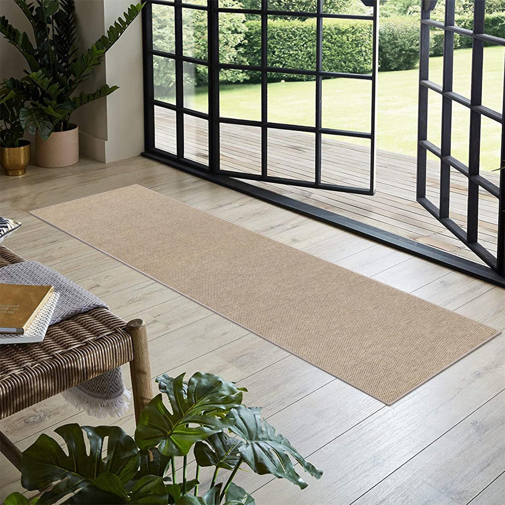 Findosom 2'x6' Jute Washable Runner Rug Non Slip Natural Woven Texture Floor Carpet Farmhouse Rug for Living Room,Bedroom,Kitchen,Entryway,Outdoor,Patio Rug,Stain Resistant Rustic Rugs,Natural