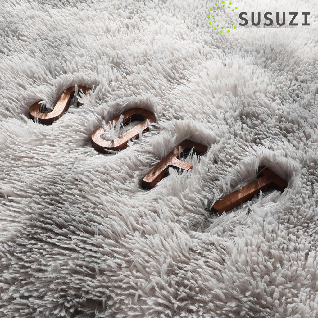 SUSUZI 5 x 7 ft Shaggy Area Rugs for Bedroom Living Room Modern Large Fluffy Floor Rugs Soft Carpet Rugs Home Décor, Grey