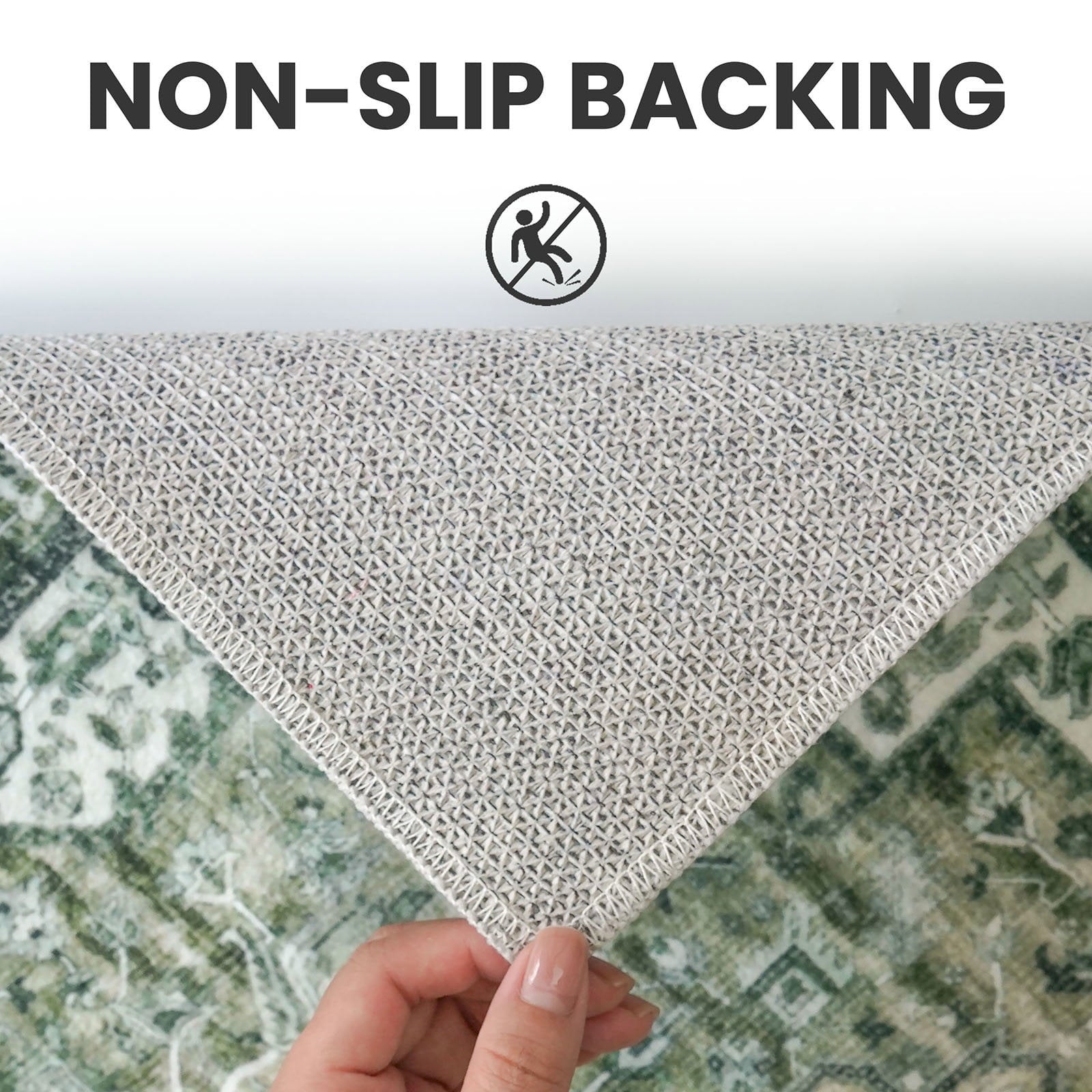 Suelur Small Area Rugs 2x3 Green Washable Rug for Entryway Soft Non-Slip Throw Rugs Low-Pile Printed Distressed Medallion Indoor Door Mat for Entrance Foyer Bedside