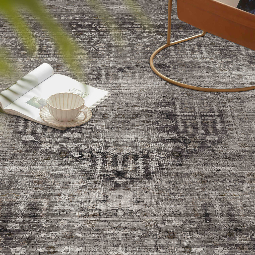 BERTHMEER 8'x10' Area Rugs for Living Room Bedroom Vintage Brown Carpets Kitchen Office Machine Washable Farmhouse Dining Room Oriental Rugs Non Slip Traditional Distressed Rugs