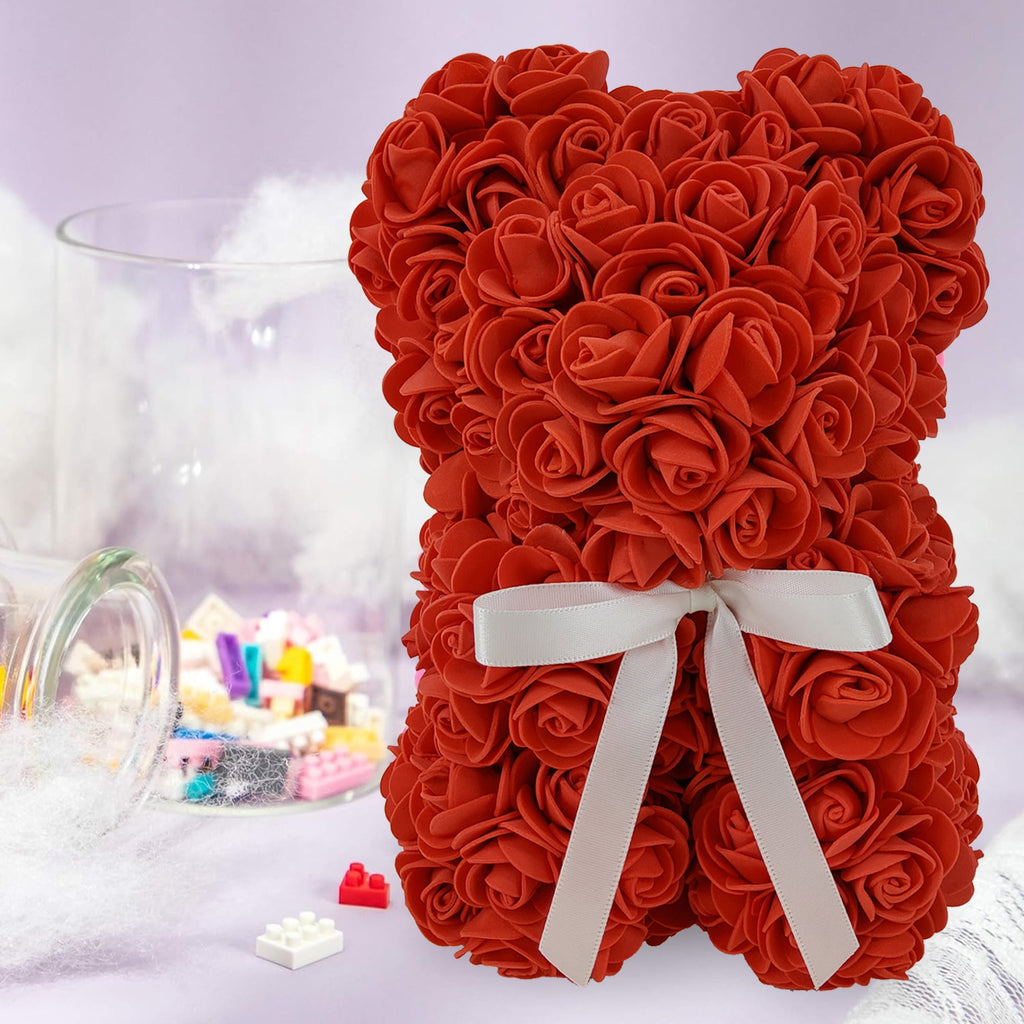 Way To Celebrate 9.25" Red Artificial Rose Bear Valentine's Day Gift