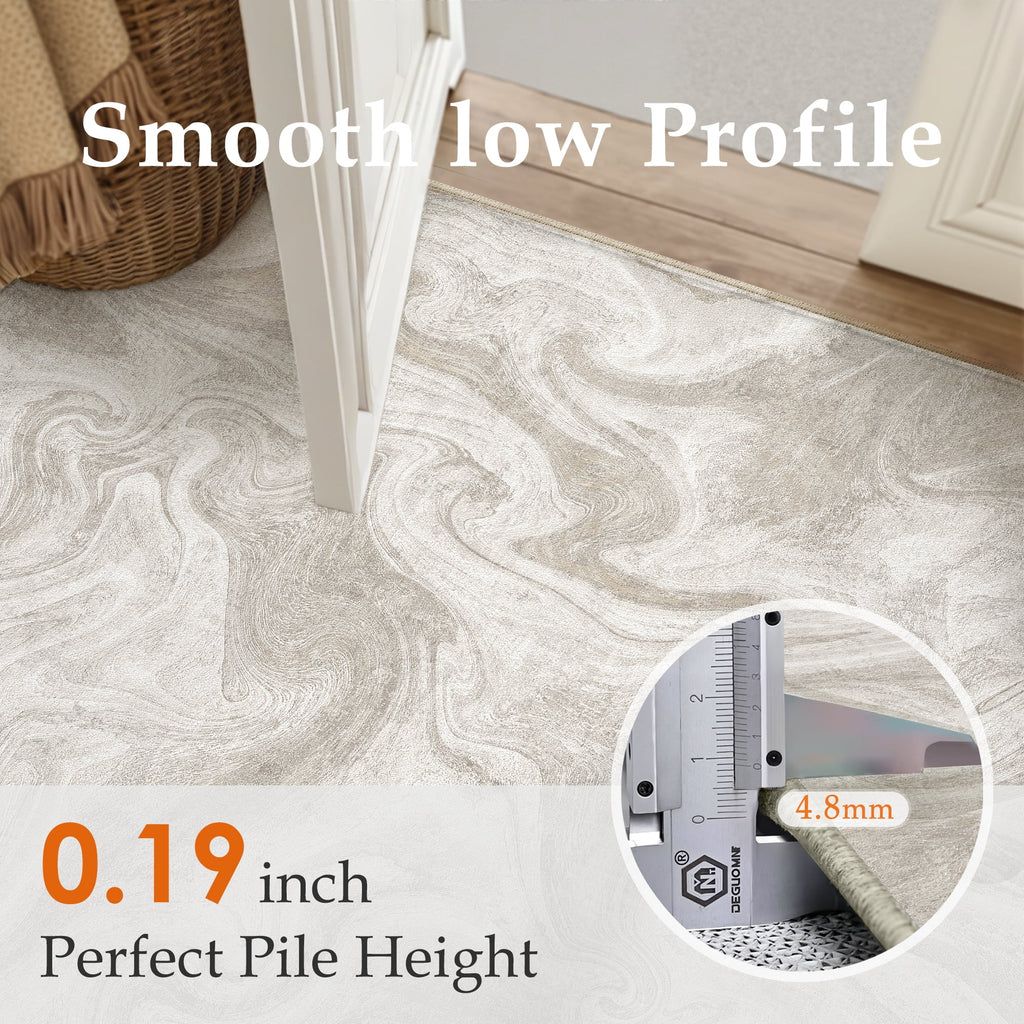 BERTHMEER 8'x10' Area Rugs for Living Room Large Abstract Bedroom Dining Room Farmhouse Modern Machine Washable Non-slip Contemporary Large Rugs,Beige